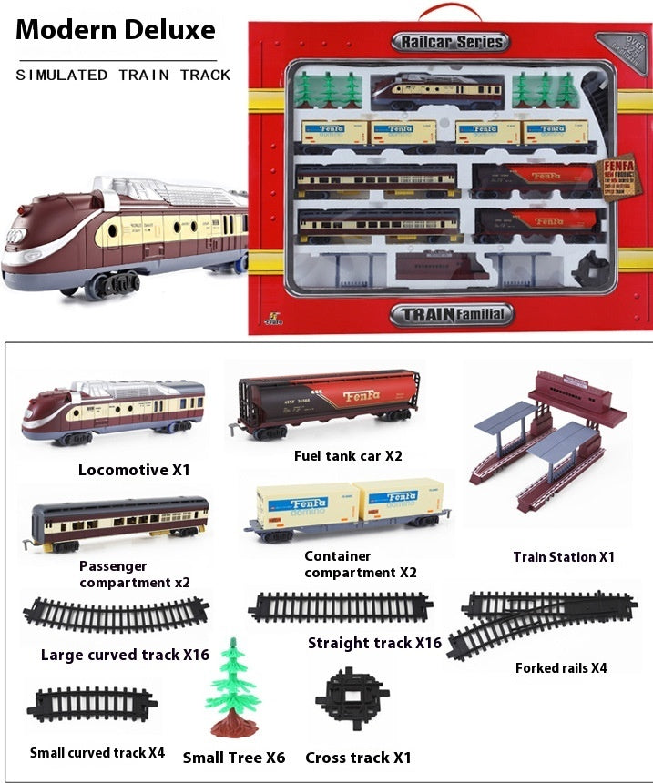 Retro Electric Rail Car Small Train Assembled Model Educational Toys