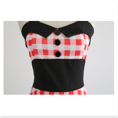 Retro Sleeveless Halter Sexy Print Dress