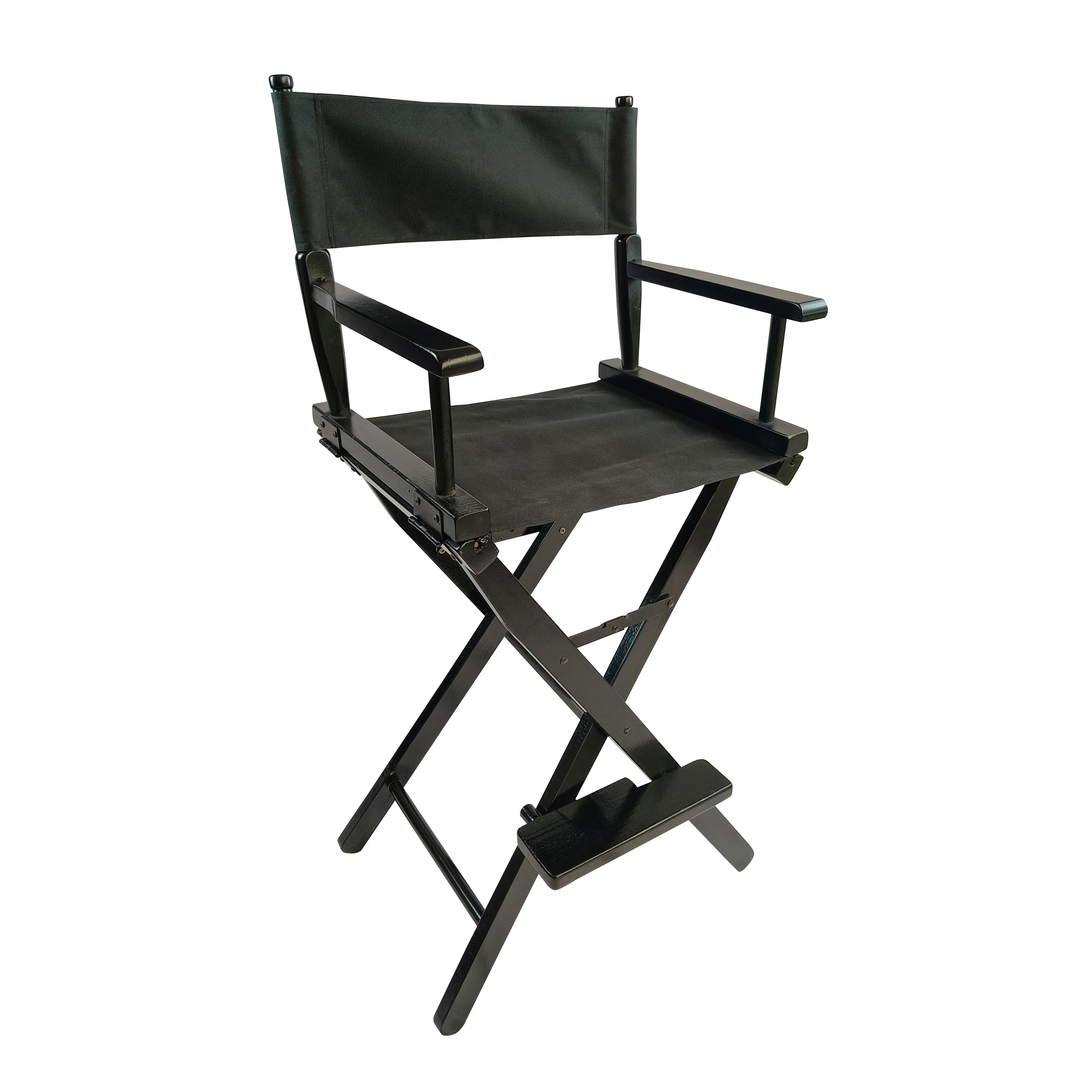 Casual Home Director's Chair, Black Frame/Black Canvas,Suitable for adults, foldable style, 2pcs/set populus