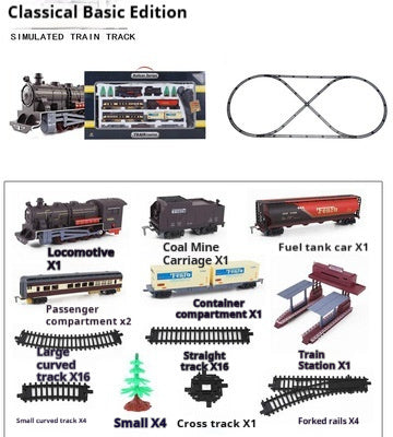 Retro Electric Rail Car Small Train Assembled Model Educational Toys