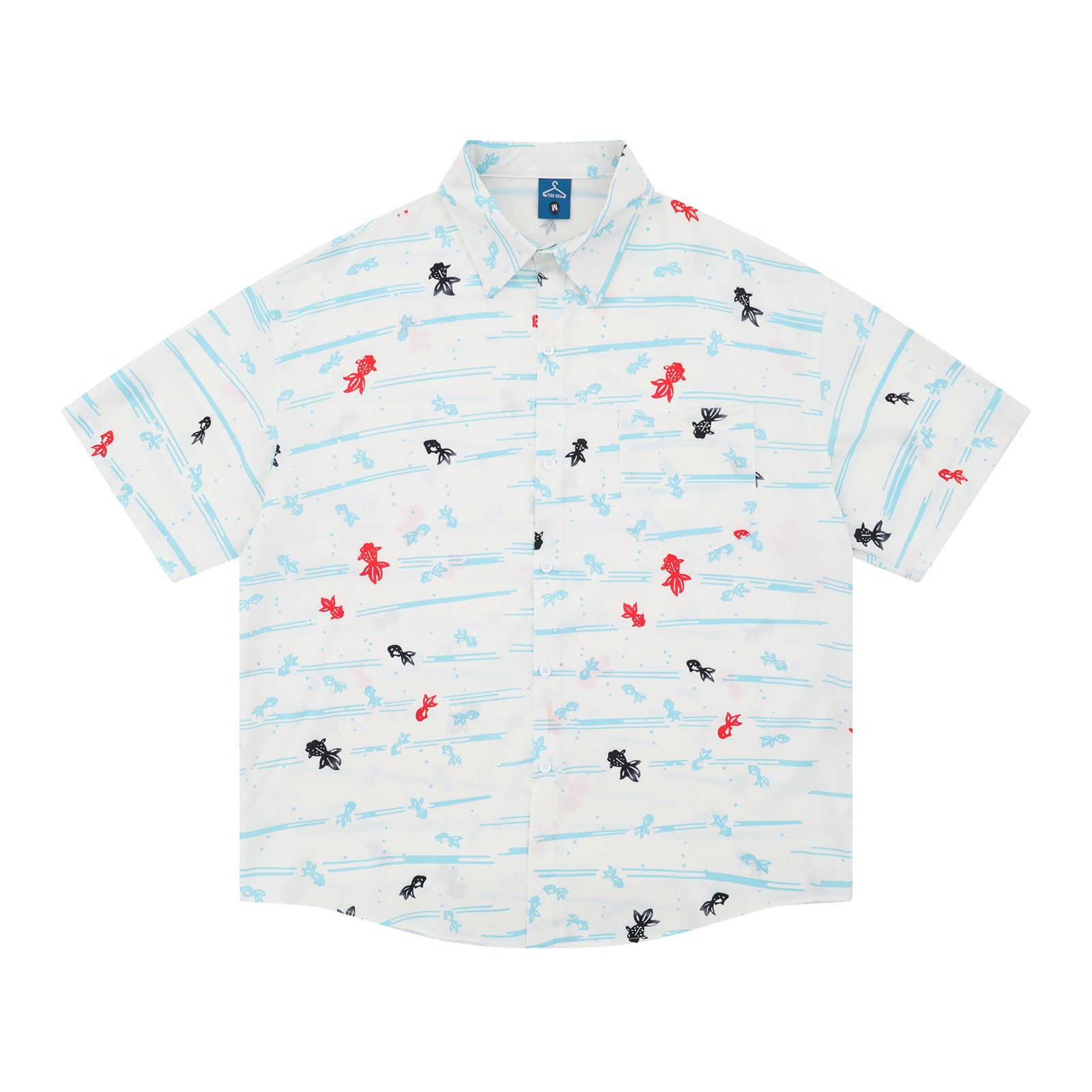 Retro Cartoon Goldfish Short Sleeve Shirt Unisex Loose Casual Versatile Couple Blouse