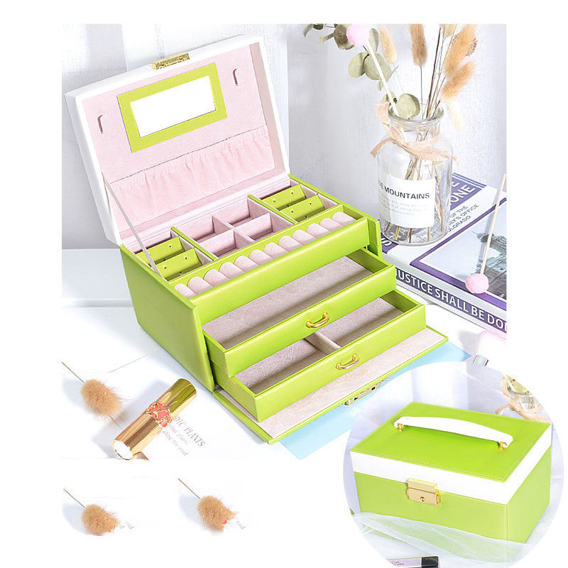 Threelayer Pu Jewelry Box Accessories Creative Storage