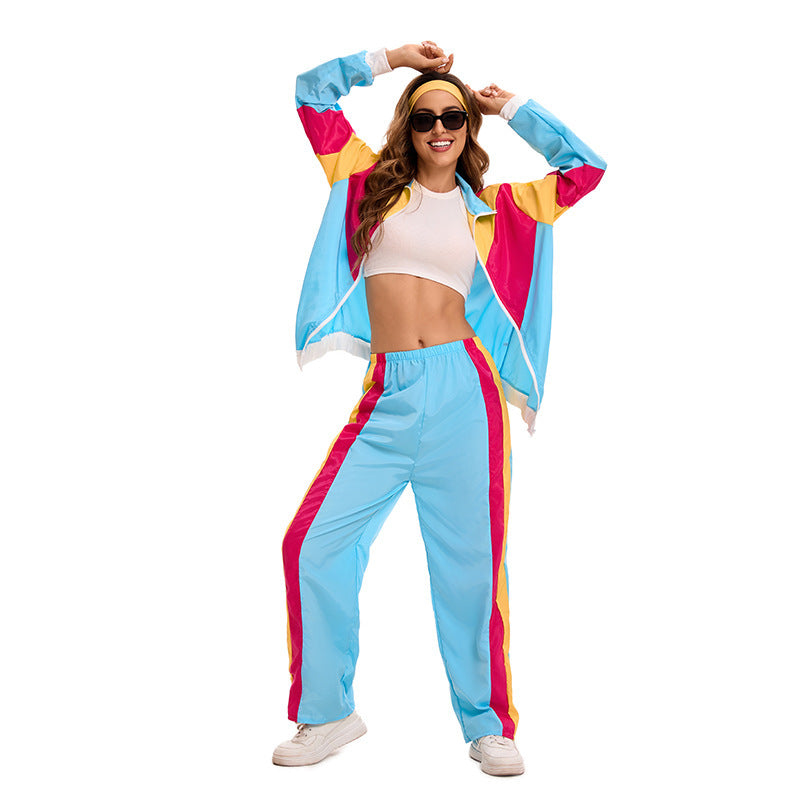 Retro Adult Women's Disco Sportswear Carnival Party Hip-Hop Stage Performance Outfit Set
