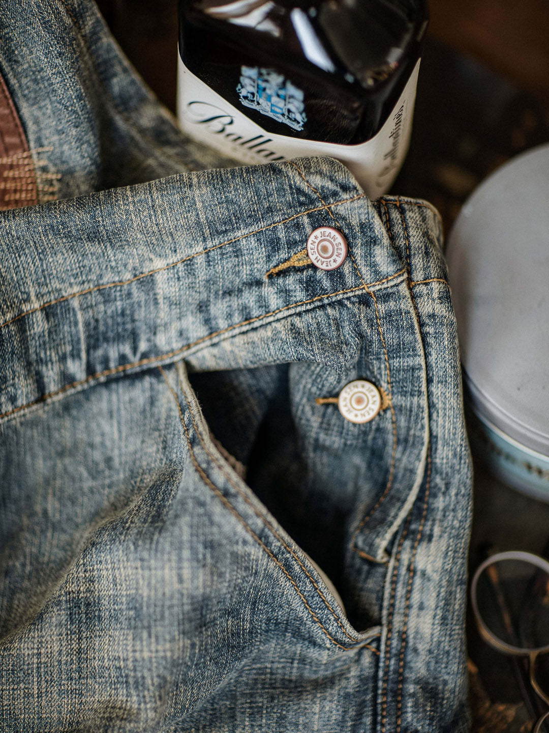 Distressed Denim Contrast Overalls