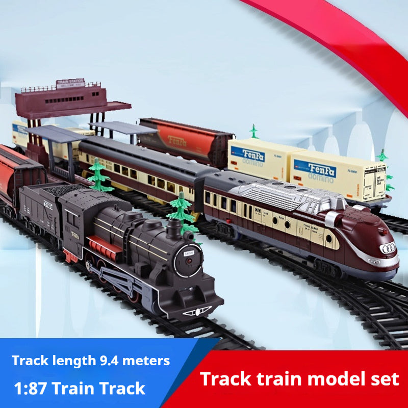 Retro Electric Rail Car Small Train Assembled Model Educational Toys