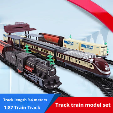 Retro Electric Rail Car Small Train Assembled Model Educational Toys
