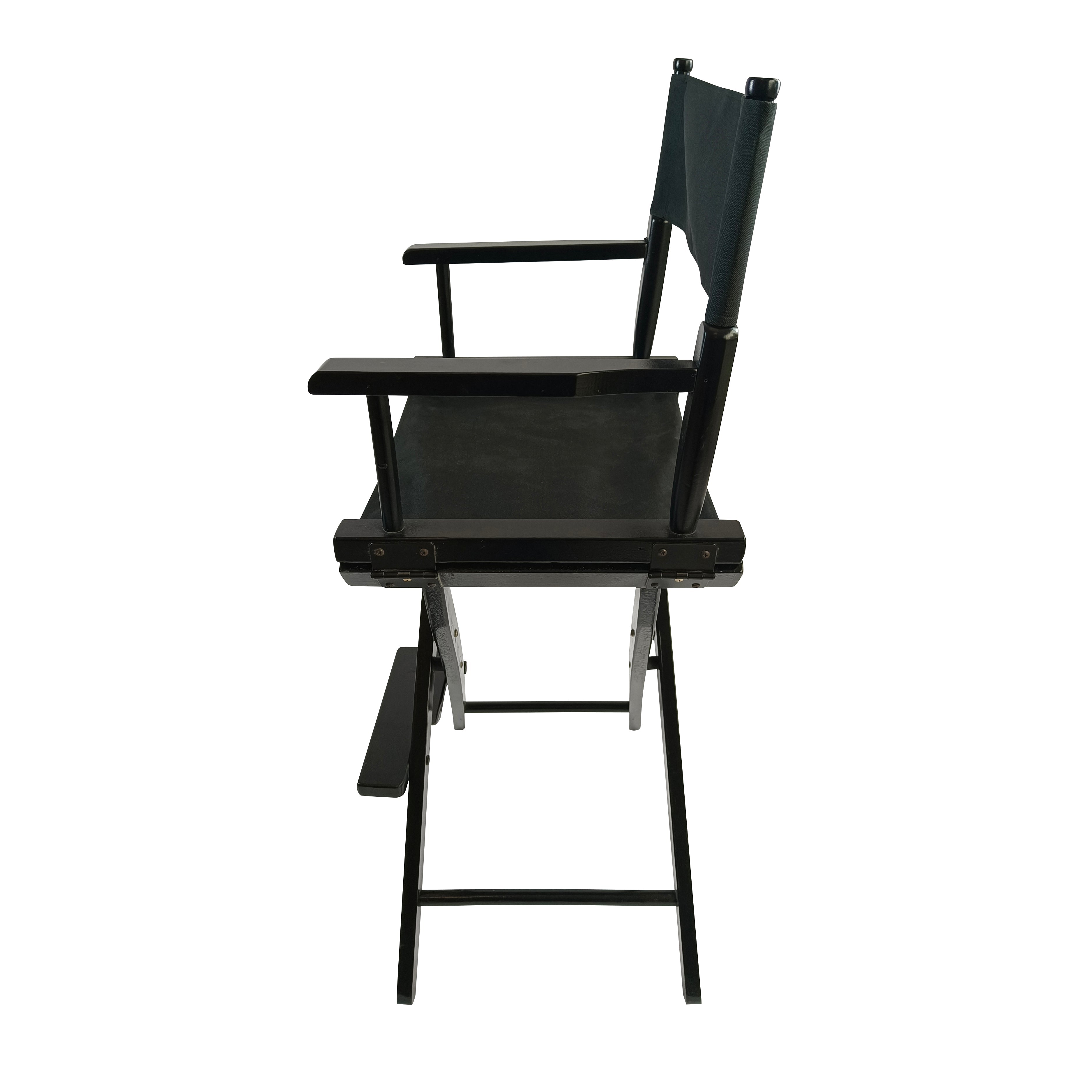 Casual Home Director's Chair, Black Frame/Black Canvas,Suitable for adults, foldable style, 2pcs/set populus