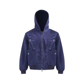 Retro Unisex Streetwear Deconstructed Metal Button Design Men's Loose Jacket Hoodie