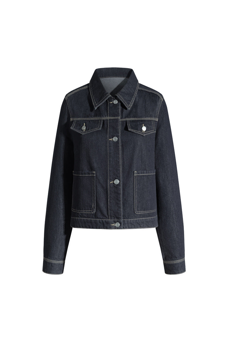 Vintage Denim Jacket Loose Casual Turn-Down Collar Jacket Top