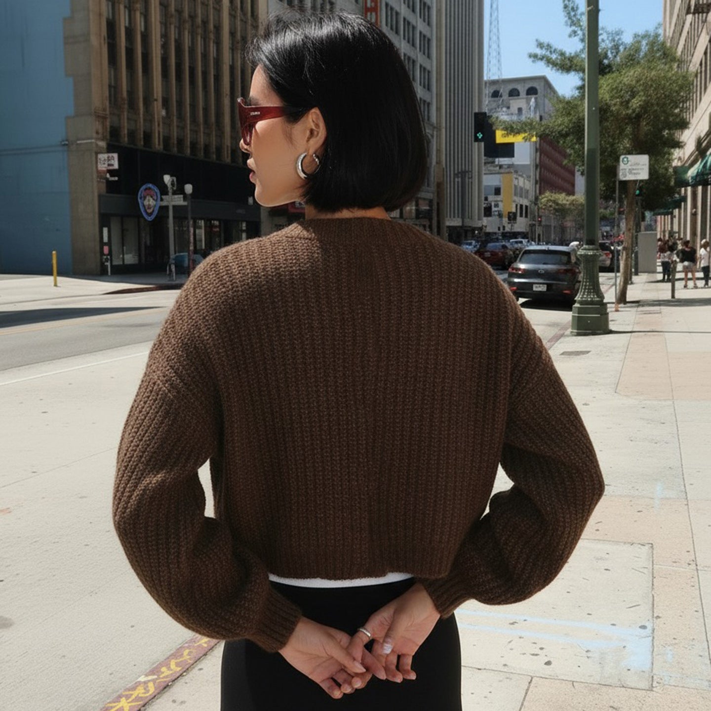 Retro Style Melange Casual Knit Cardigan,  Button-Down Open Front, Lazy Feel Versatile Knitted Top