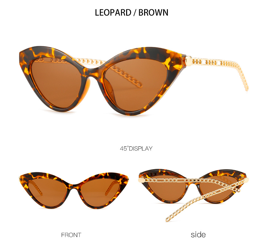 Many Colors Retro Cat Eye Colorful Sunglasses Women FashionTrending Men Metal Chain Shades UV400