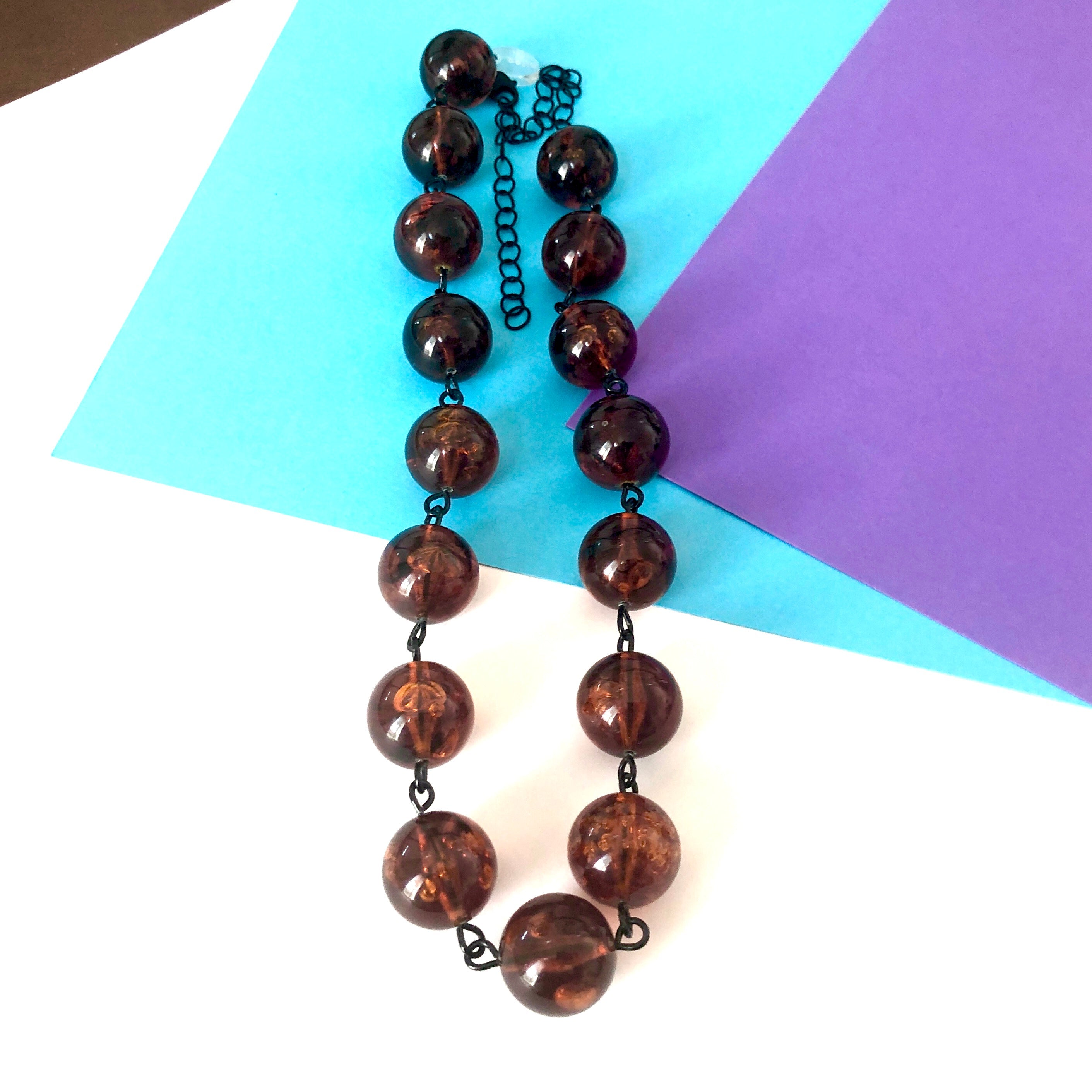 Tortoise Brown Beaded Amelia Necklace