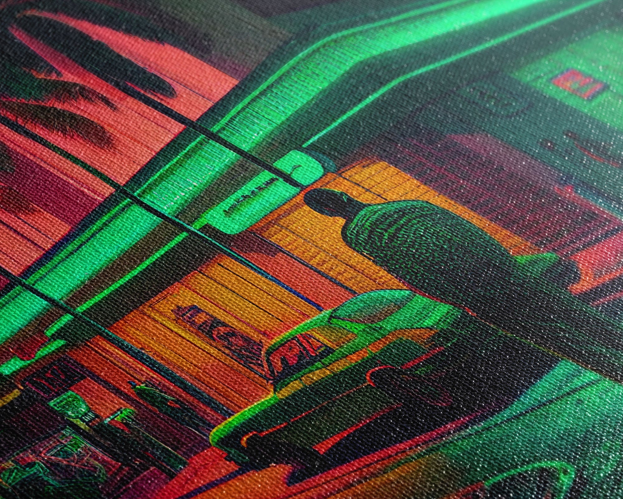 Miami Vice Retro Neon Lights Street Classic Car Wall Art Print, Wall Poster, Fine Art Print, Wall Decor