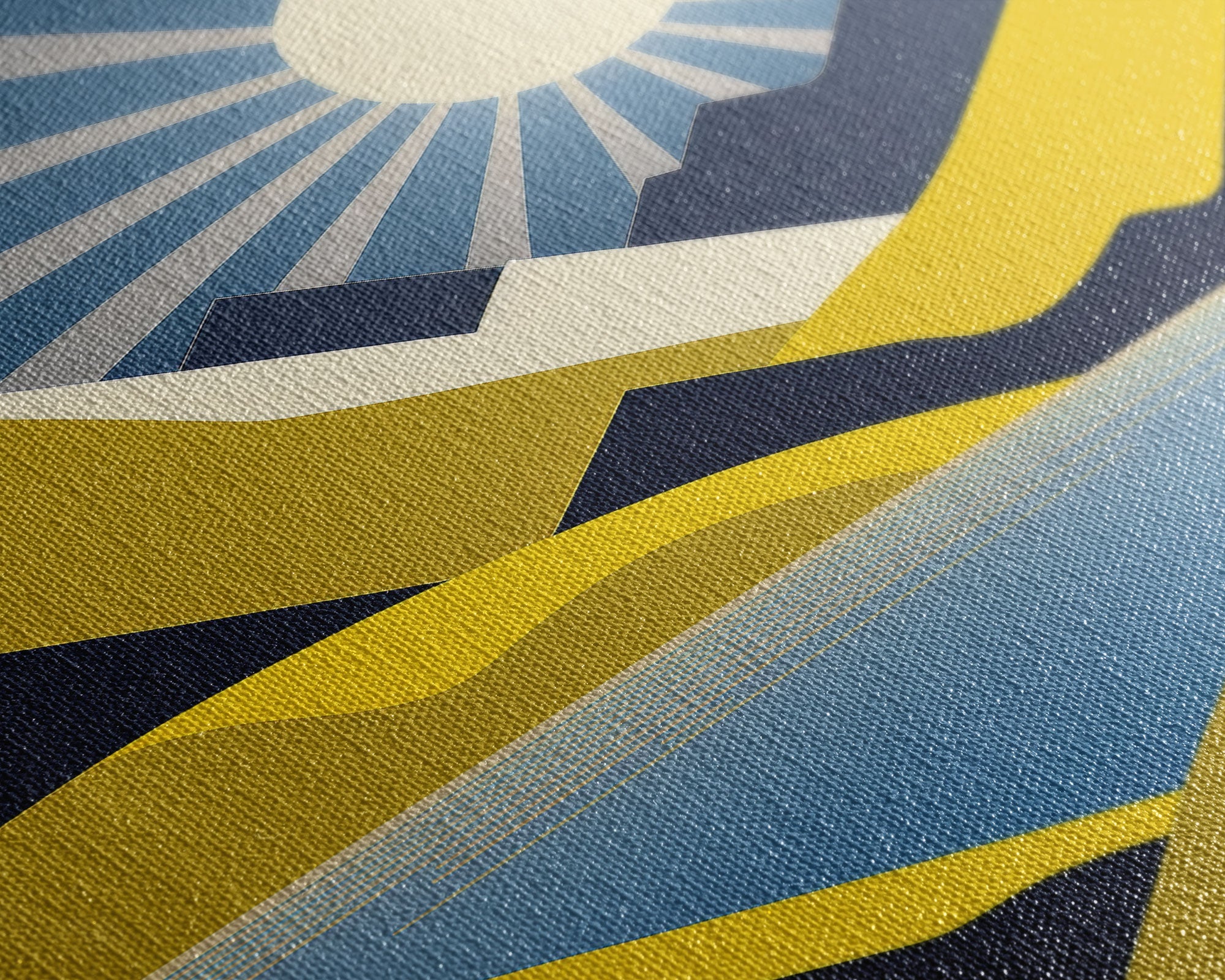 Scandinavian Style Midcentury Wall Art, Framed Canvas Print - Art Deco Minimalist Sunset Retro Style Wall Art Sepia Tones