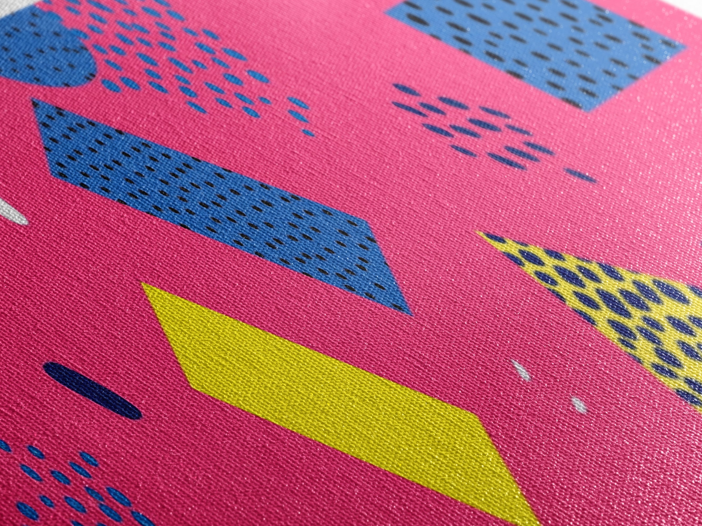 Retro 90s Style Mall Art, Framed Canvas Print, 1990s American Mall Inspired Wall Art, Retro Decor, Fuschia Pink and Blue Eye Catching Wall Art