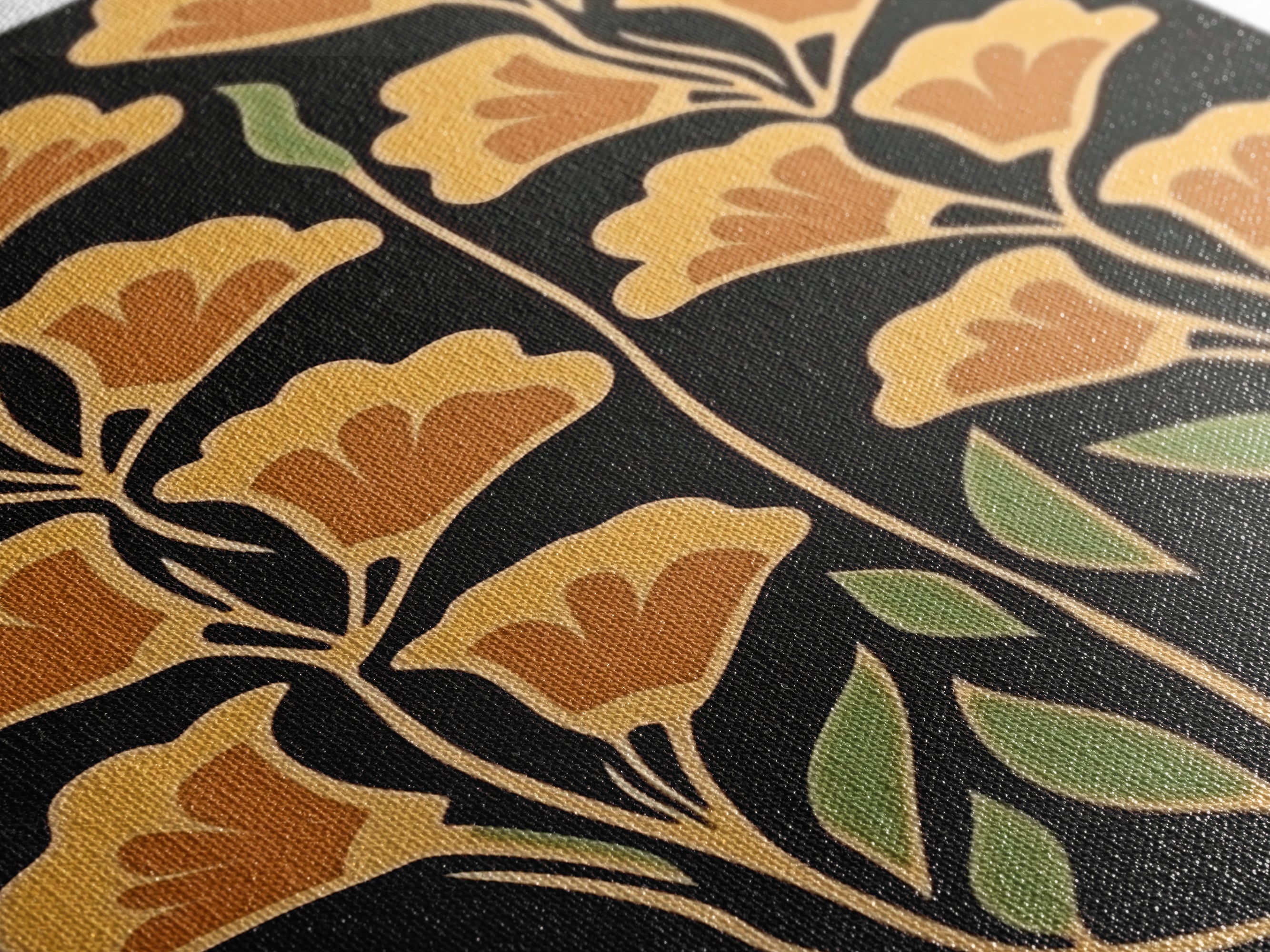 Abstract Flower Retro Painting Canvas Print, Large Wall Art, Original Minimalist Yellow Floral Art, Custom Painting Boho Wall Decor Living Room