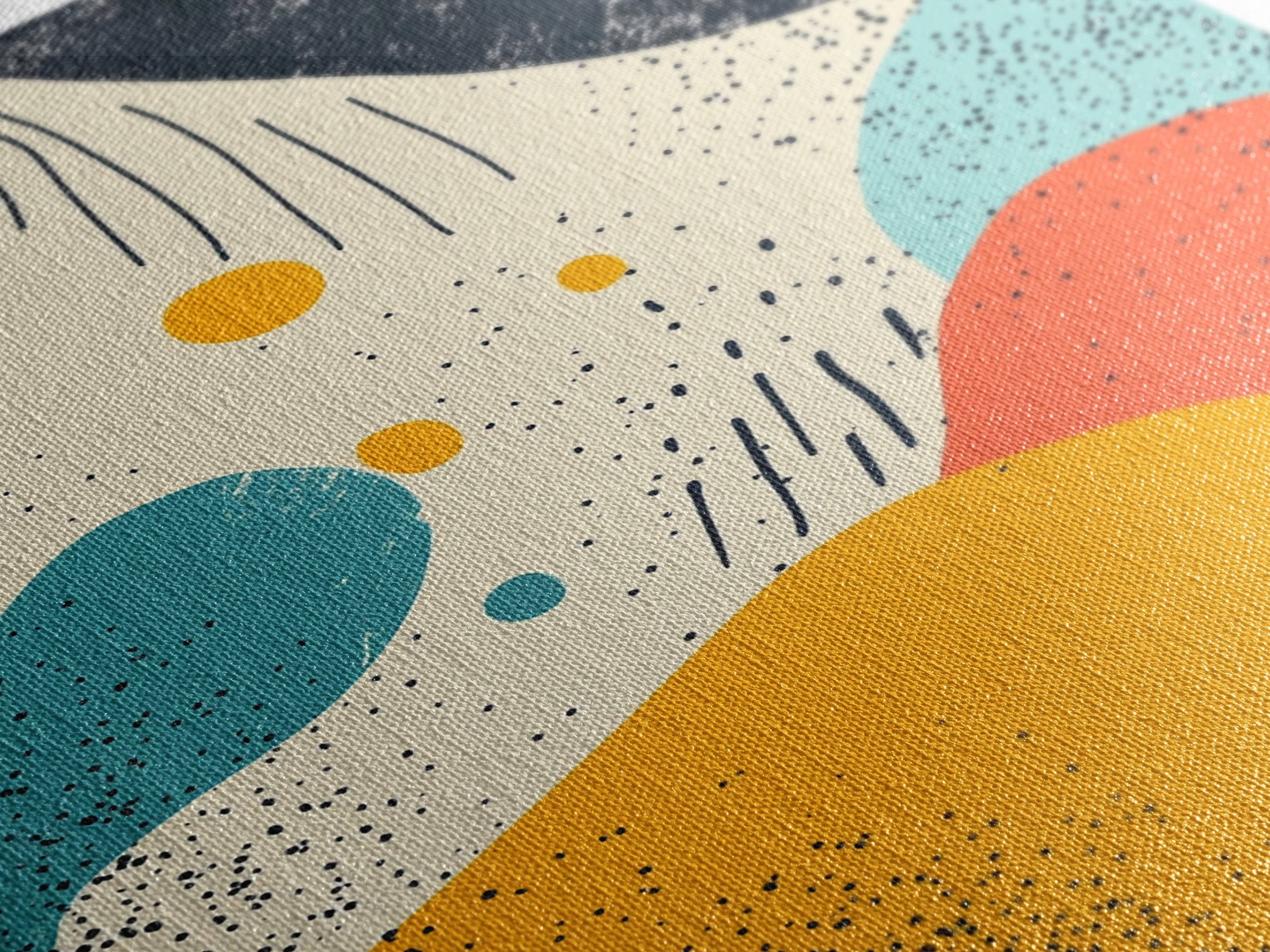 Framed Canvas Print, Retro 90s Style Wall Art, Orange, Turquoise and White Art, Modern Wall Art, Mid-Century Art