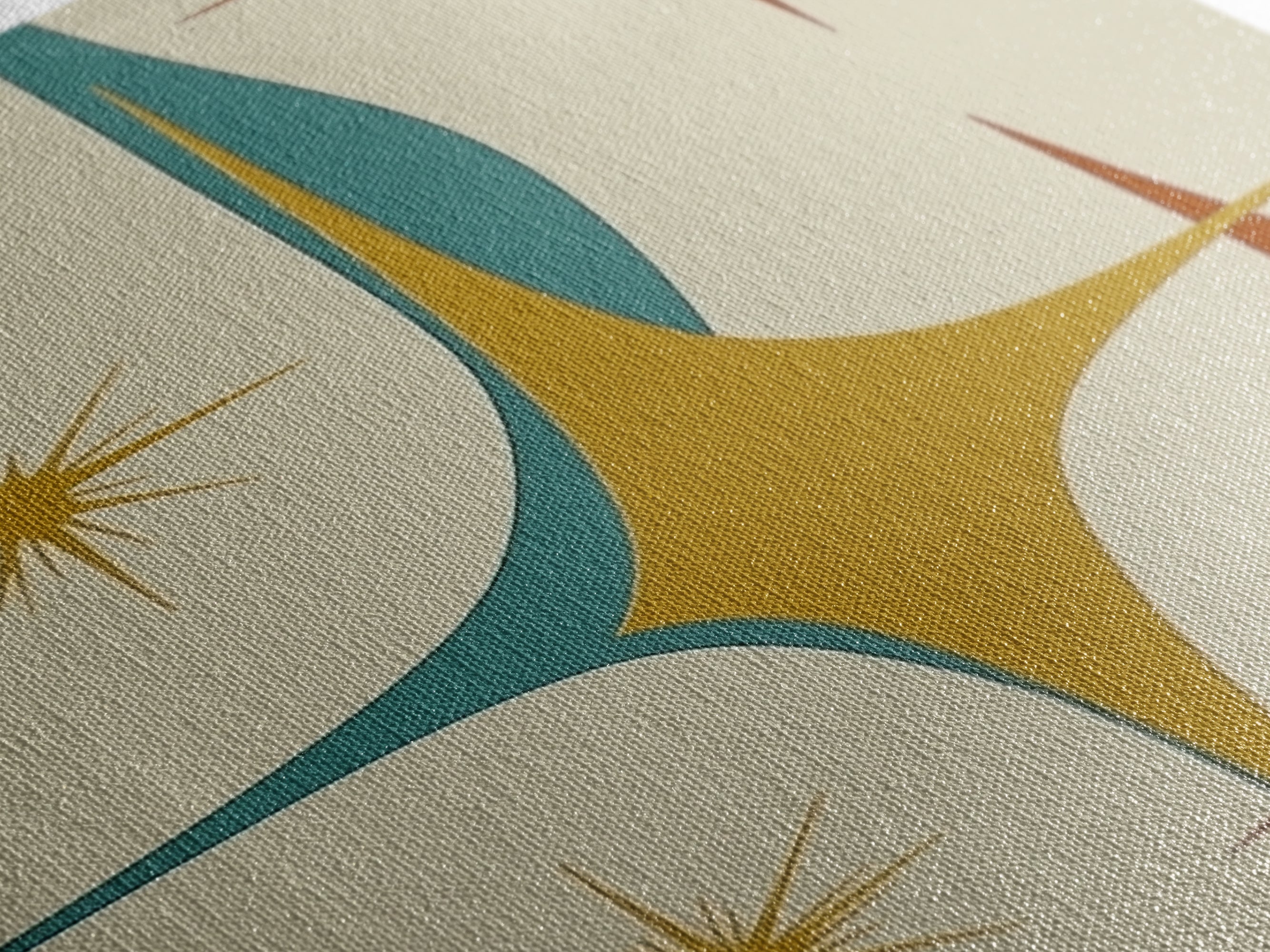 1950s Style Retro Starburst, Pastel Colors, Canvas Print, MCM Wall Art Home Decor