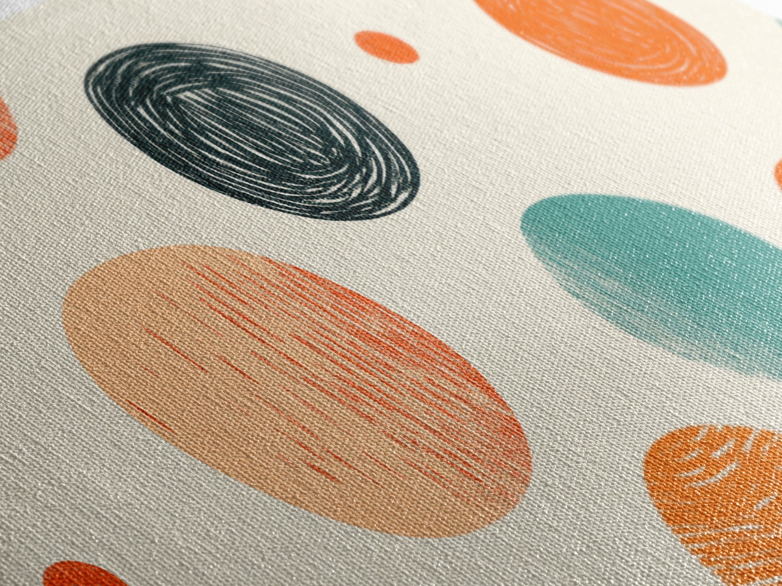 Mid-Century Modern Dots Framed Canvas Print, Preppy Home Decor, Retro 90s Style Wall Art