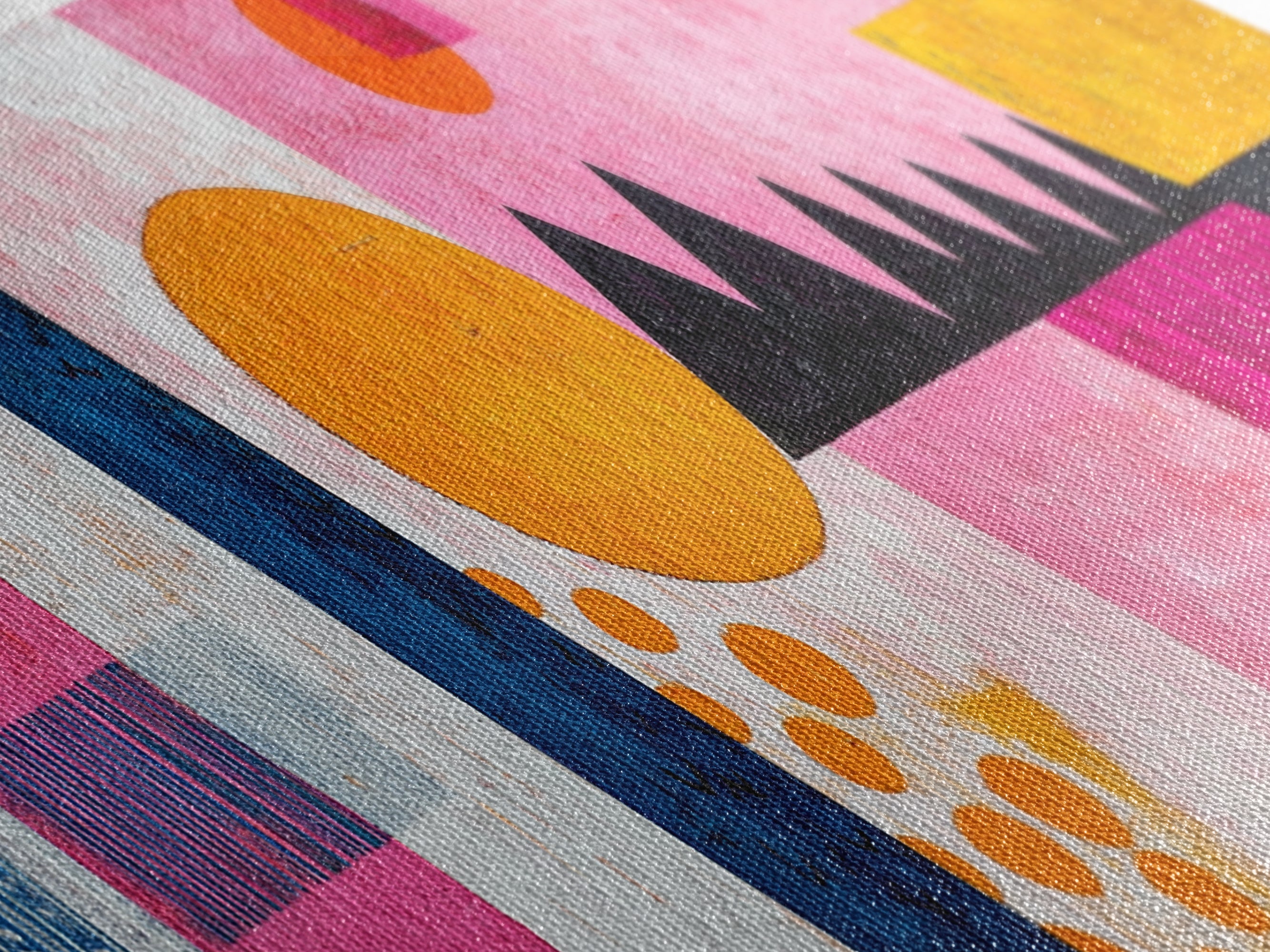 Modern Abstract Canvas Print Pink Orange Wall Art Geometric Whimsical Design Minimalist Art Above Sofa Extra Wide Unique Decor