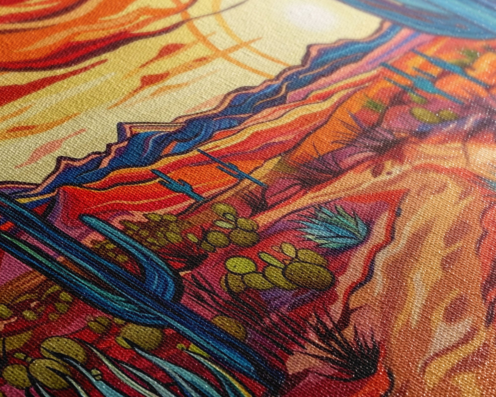 Mid Centry Modern Pop Art Style Desert Landscape Painting Canvas Print, Retro Style Wall Art, Home Decor, Desert Wall Art, Arizona Art