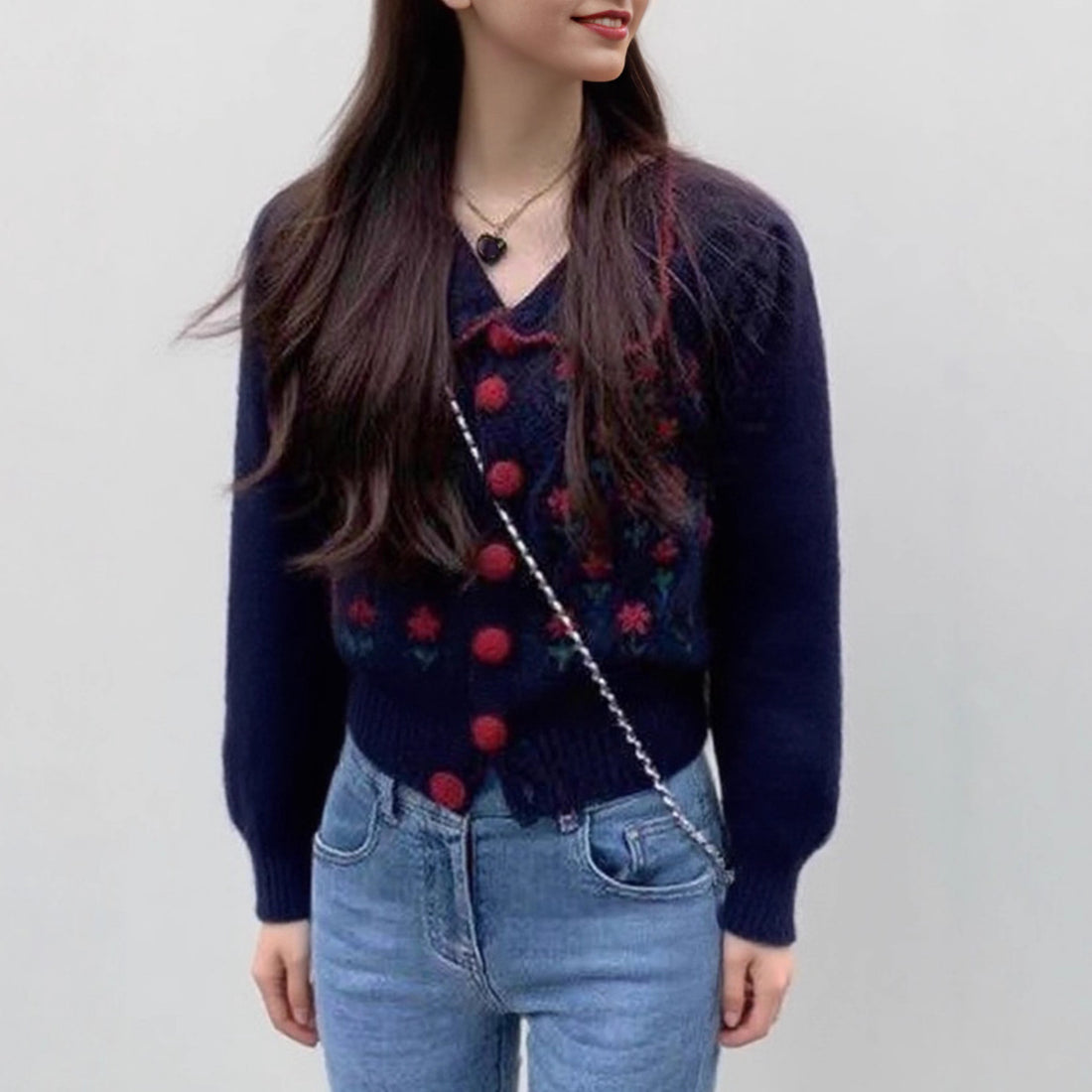 Retro Embroidered Flower Sweater Coat Women's Design Soft and Sweet Knitted Cardigan