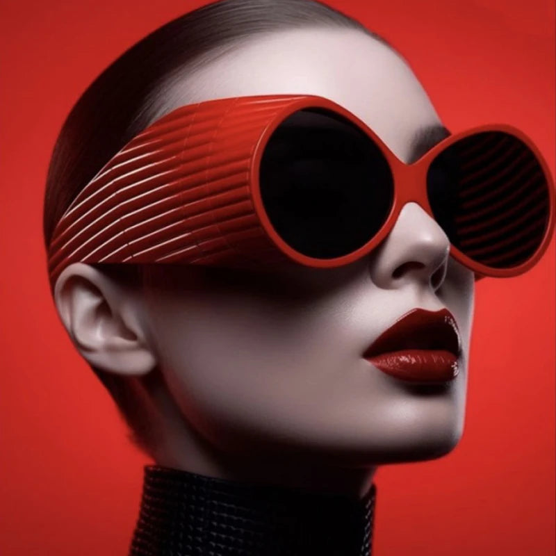 Vintage Oval Oversized Women Sunglasses Fashion Brand Designer Gradient Shades  Men Punk Trending Sun Glasses