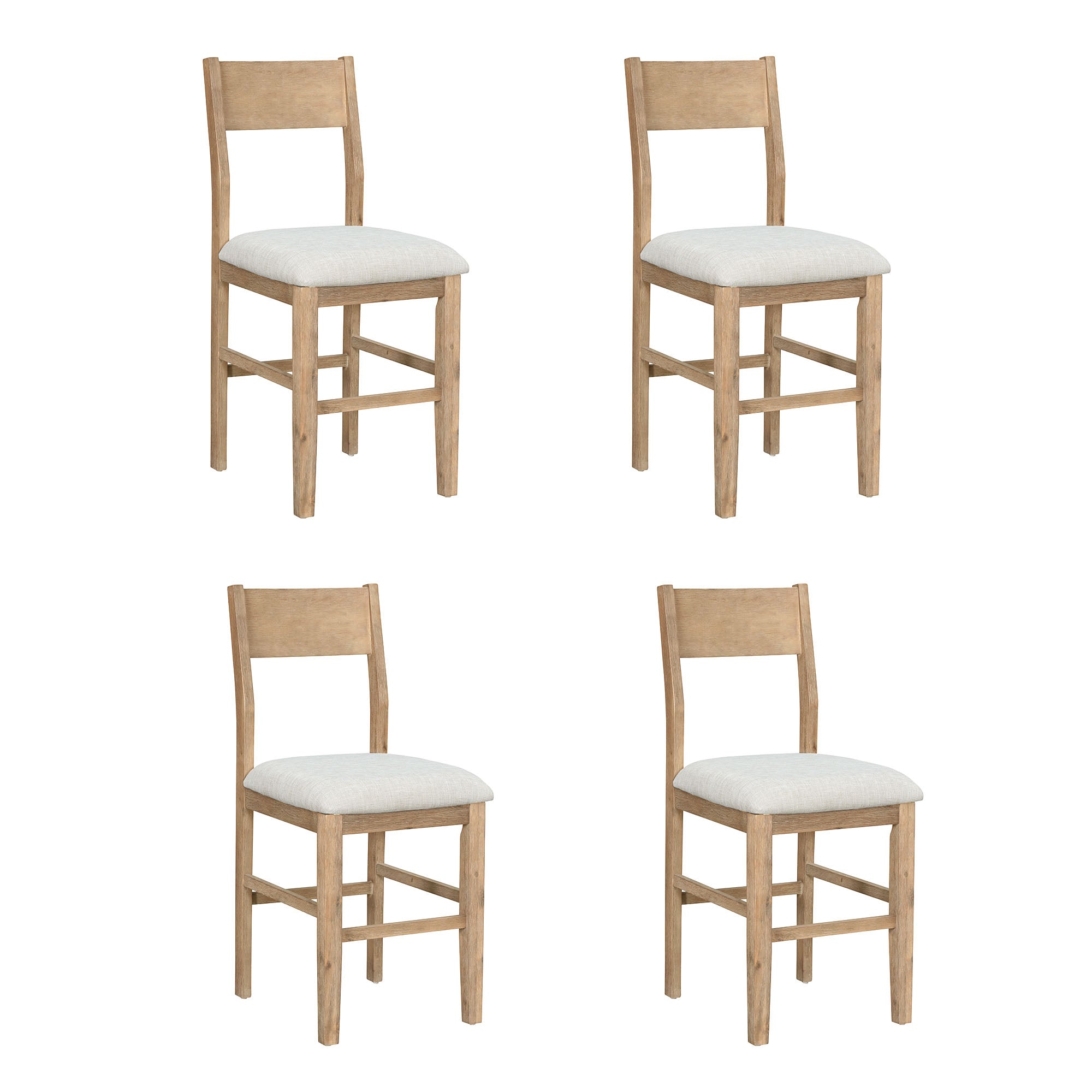 TOPMAX farmhouse countertop height 5-piece dining table set with 1 rectangular dining table and 4 brown dining chairs