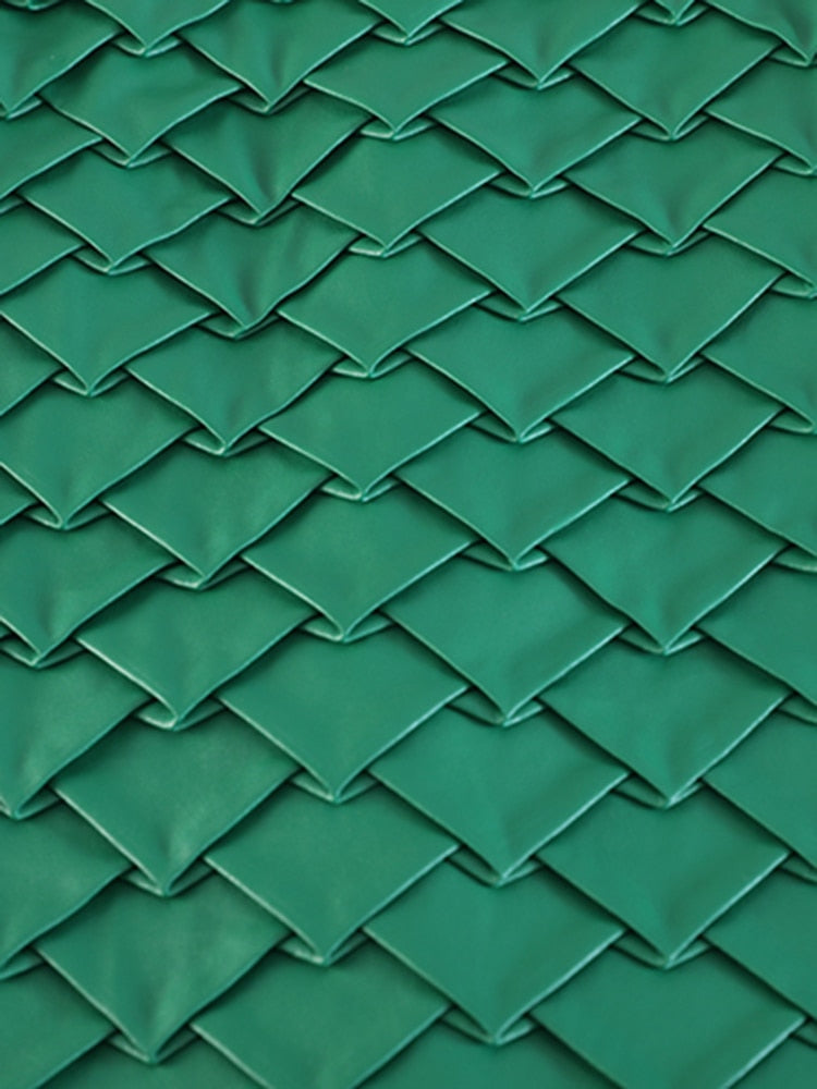 Vintage Knitted Midi Skirt For Women High Waist A Line Patchwork Solid PU Leather Skirts Female Clothes Fashion