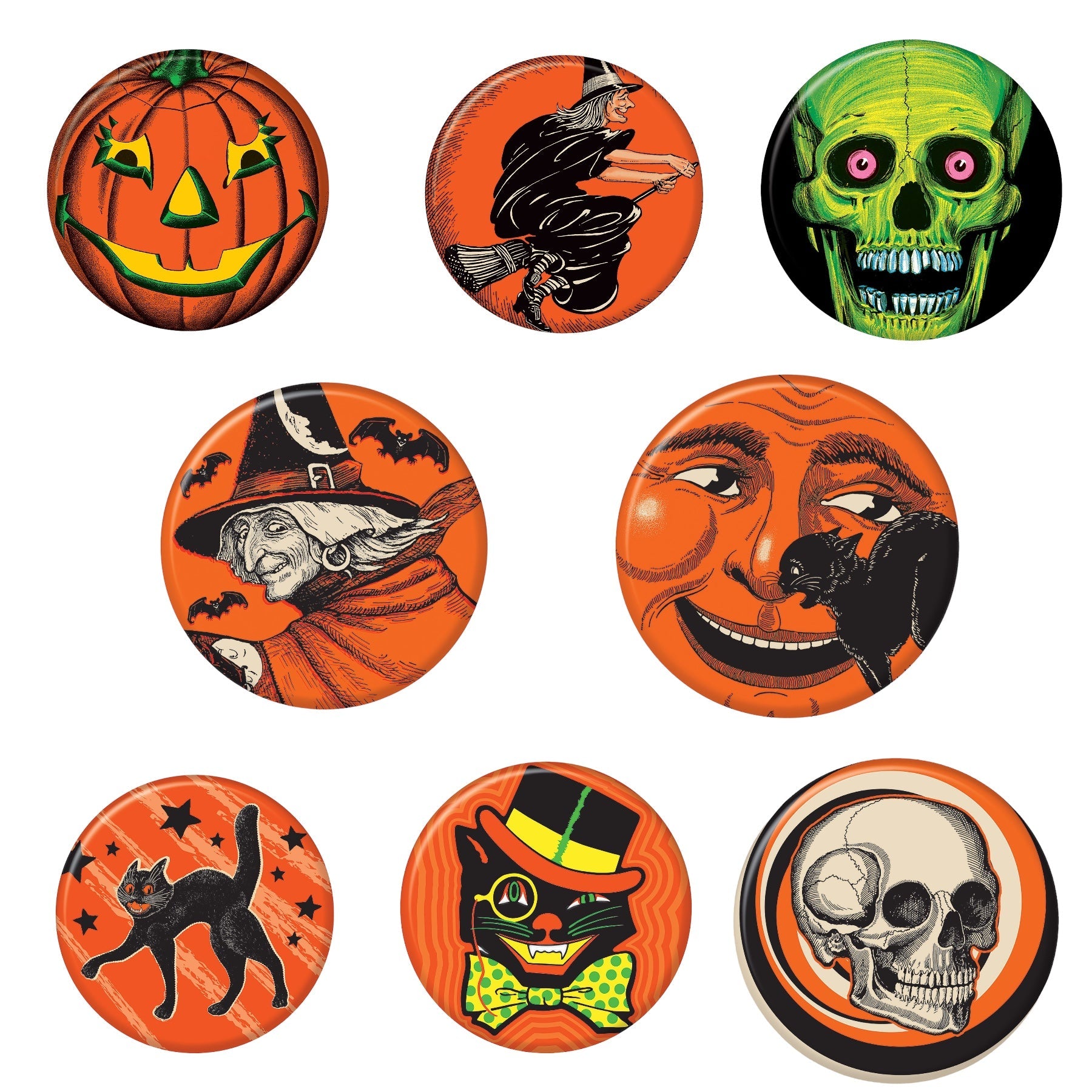 Beistle Vintage Halloween Retro Design Buttons