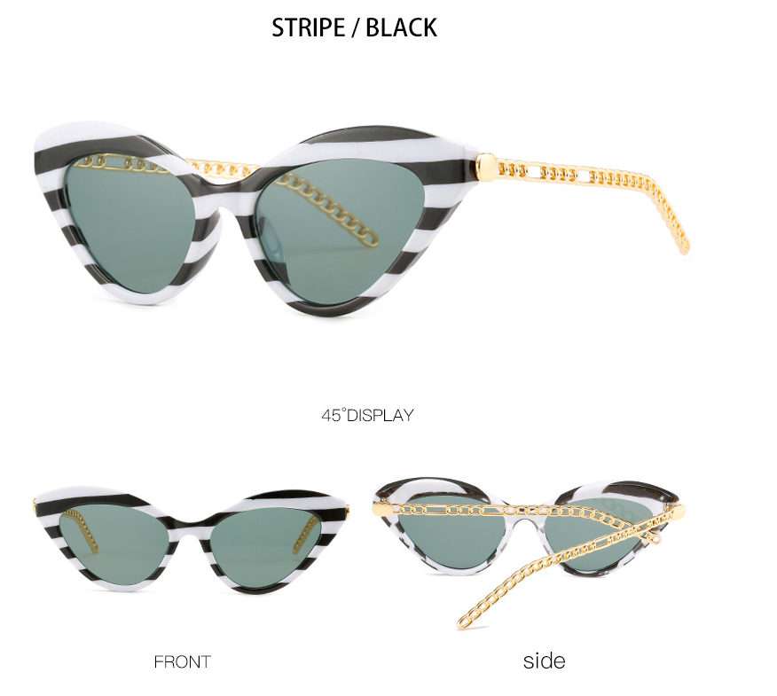 Many Colors Retro Cat Eye Colorful Sunglasses Women FashionTrending Men Metal Chain Shades UV400