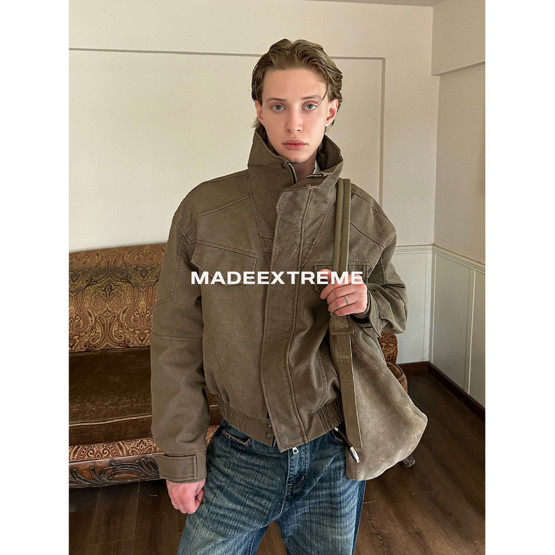 Retro Stand Collar Vintage Tailored Boxy Short Wide Outerwear