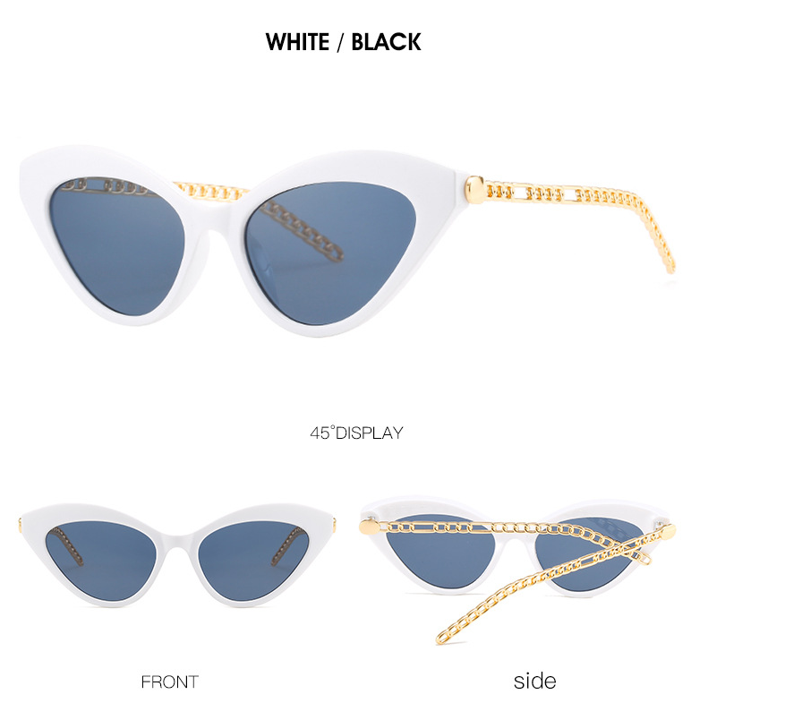 Many Colors Retro Cat Eye Colorful Sunglasses Women FashionTrending Men Metal Chain Shades UV400