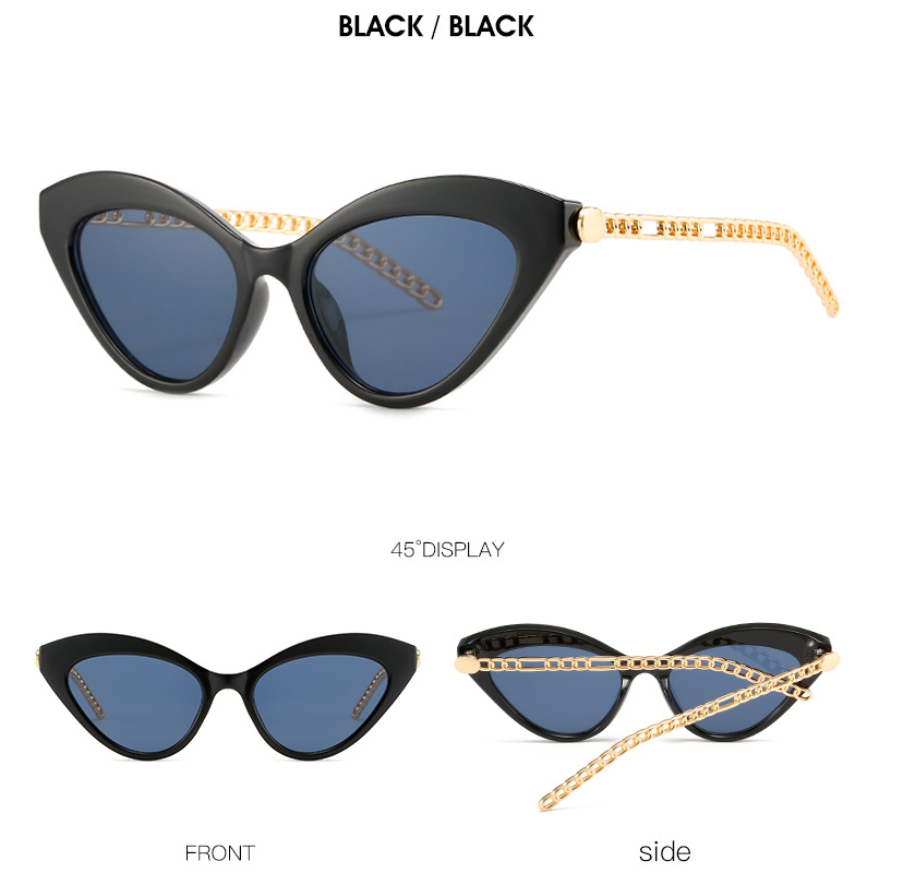 Many Colors Retro Cat Eye Colorful Sunglasses Women FashionTrending Men Metal Chain Shades UV400