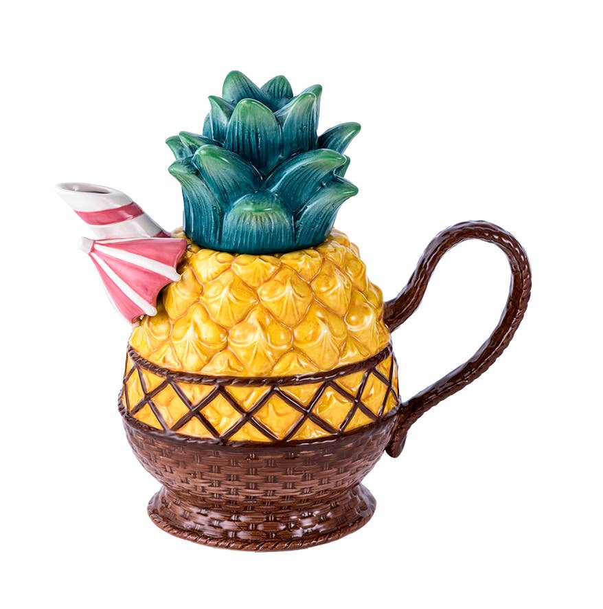 Ceramic Pineapple Teapot – Premium Tropical Coastal Serveware