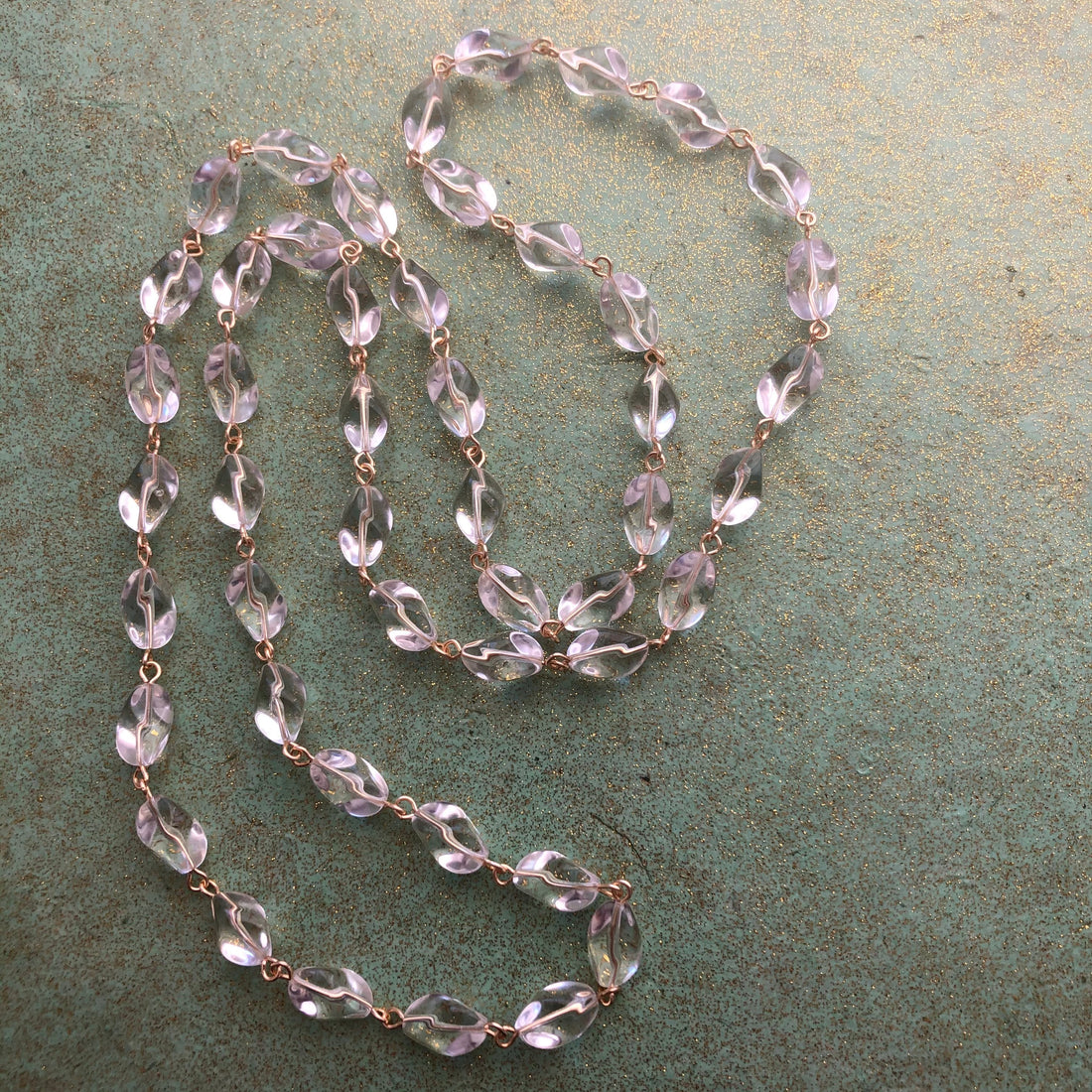 Crystal Clear Sliding Diamond & Gold Chain Rope Necklace