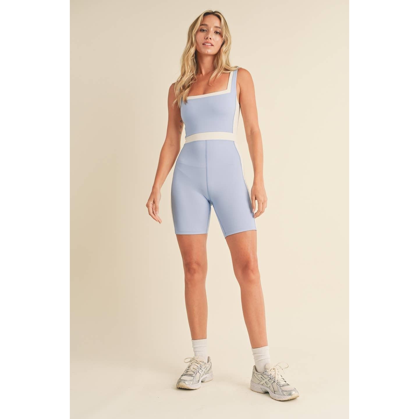 Color Block Romper in Blue [Sizes S-L]