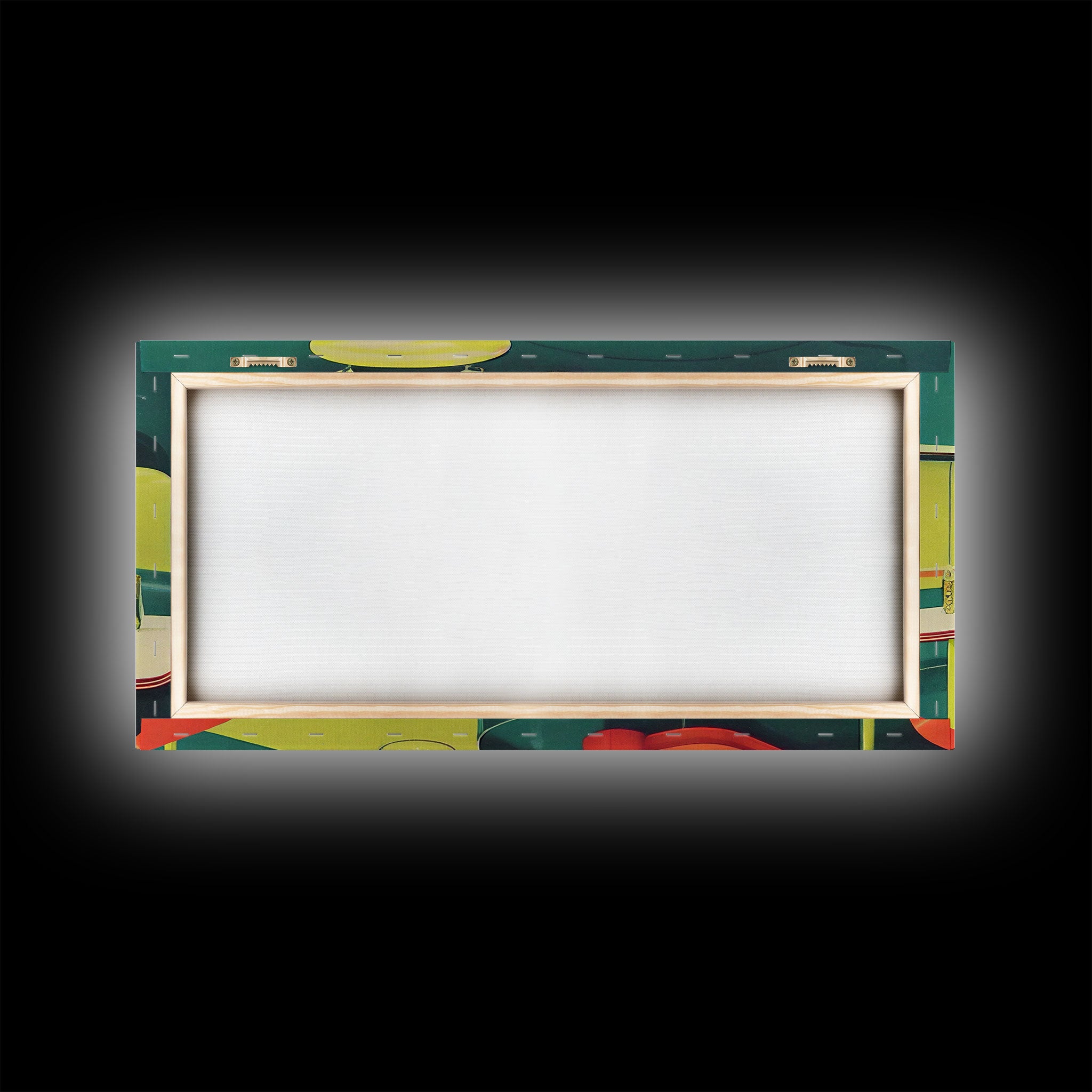 Retro Art, Lime green 1950s style art deco diner, framed canvas print, ready to hang framed wall art