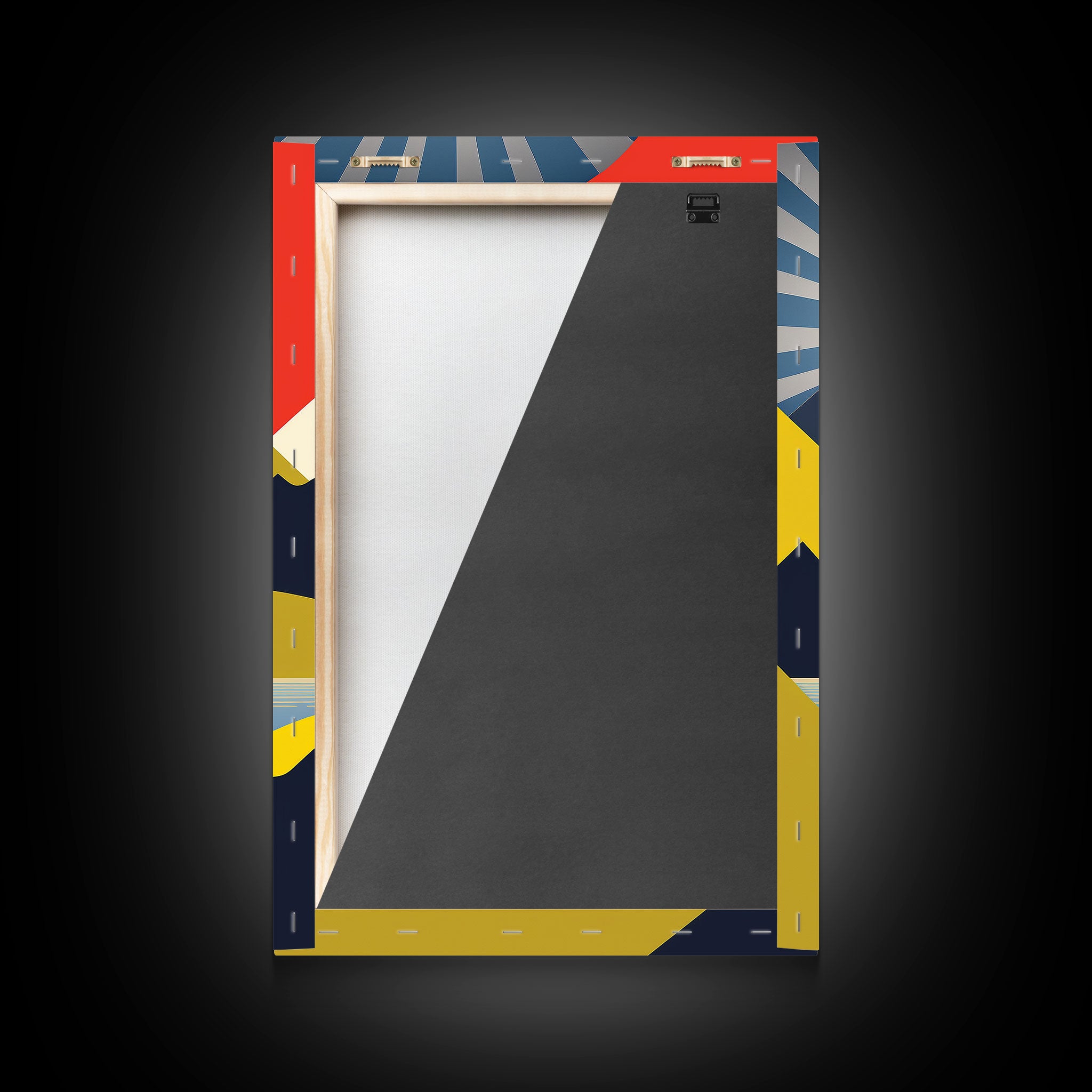 Scandinavian Style Midcentury Wall Art, Framed Canvas Print - Art Deco Minimalist Sunset Retro Style Wall Art Sepia Tones