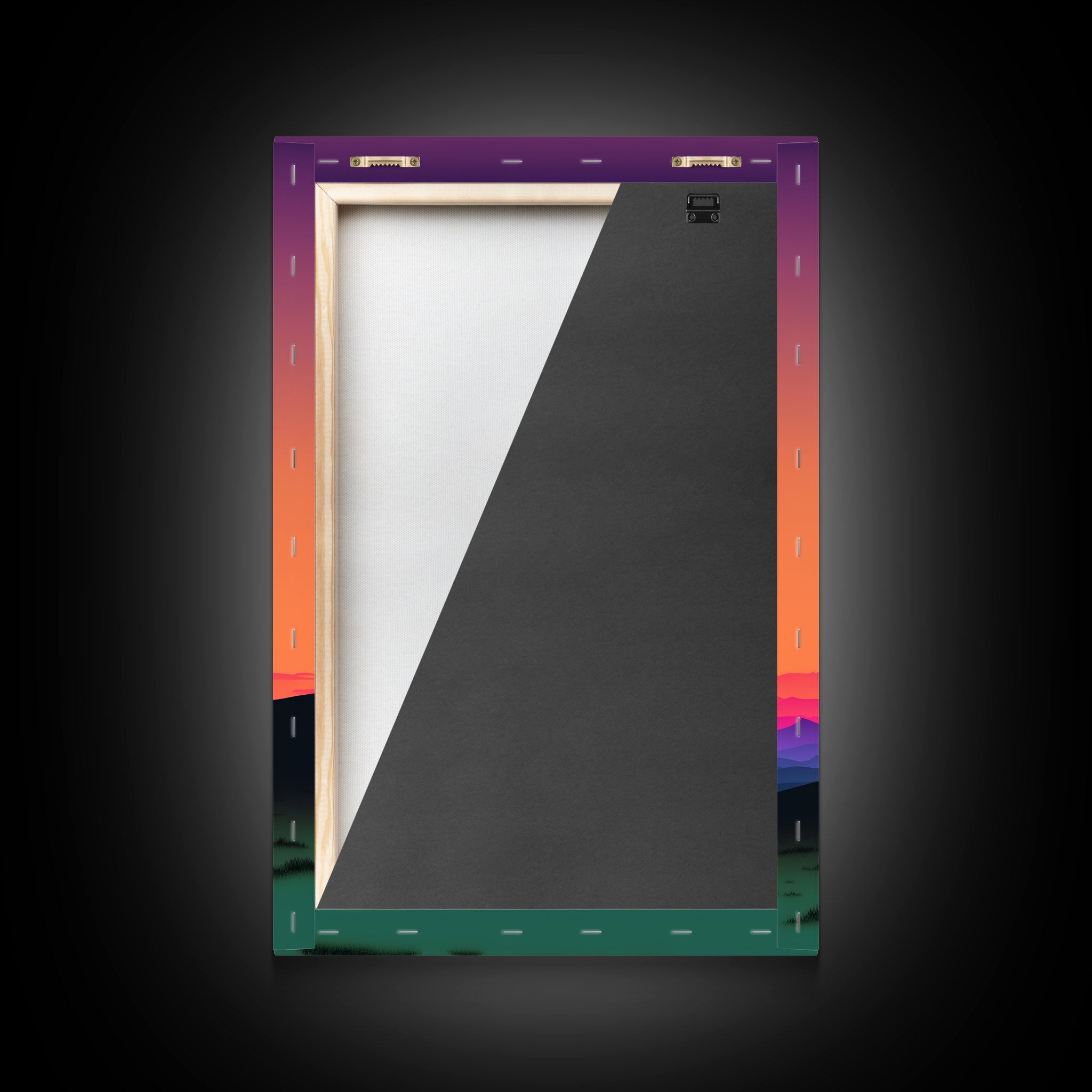 A Lone Tree in a Texas Field At Sunset, Retro Style MCM Art, Framed Canvas Print, Trendy Wall Prints, Landscape and Sunset Outrun Art