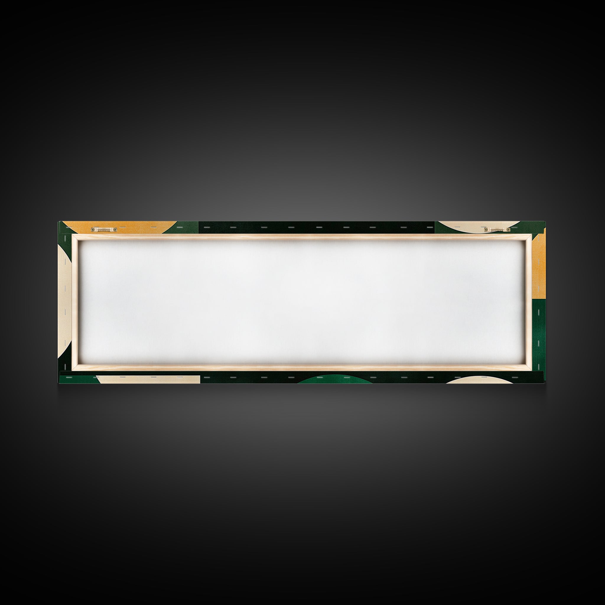 Squares and Circles, Geometric Pattern MCM Wall Art, Panoramic Framed Canvas Print, Wide and Narrow Art, Above Sofa living Room Wall Art