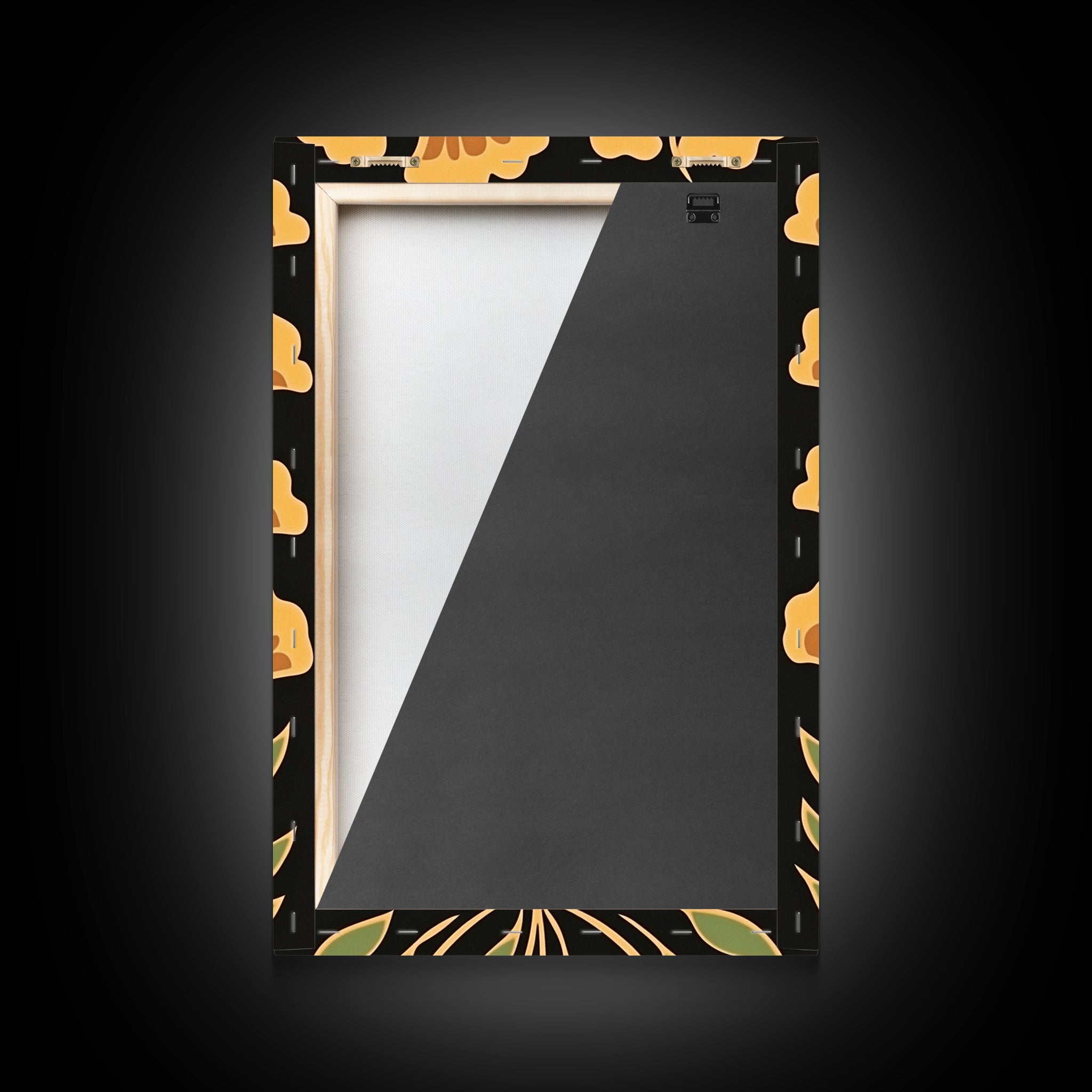 Abstract Flower Retro Painting Canvas Print, Large Wall Art, Original Minimalist Yellow Floral Art, Custom Painting Boho Wall Decor Living Room