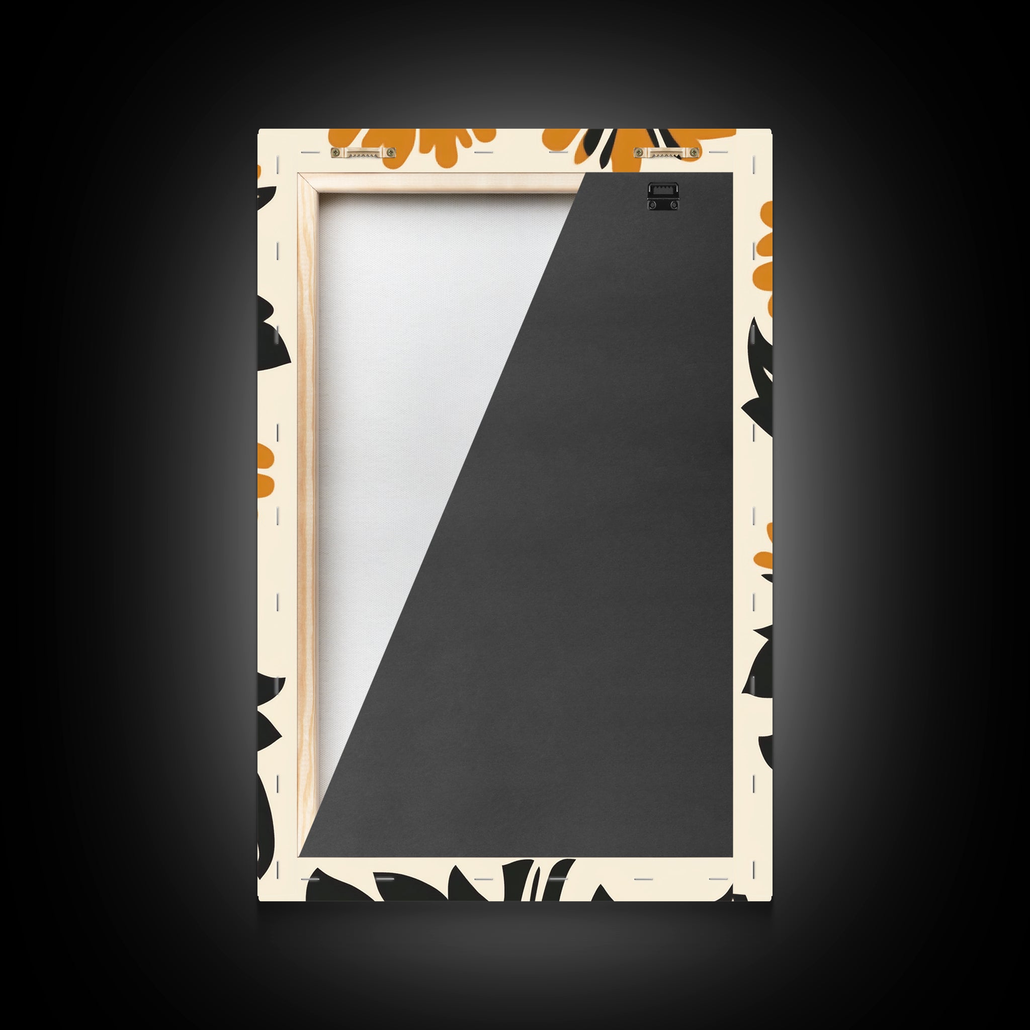 Midcentury Modern Boho Flowers Bouqet Wall Art Canvas Print, MCM Wall Art, Retro Style Abstract Art, Orange Flowers on White Background