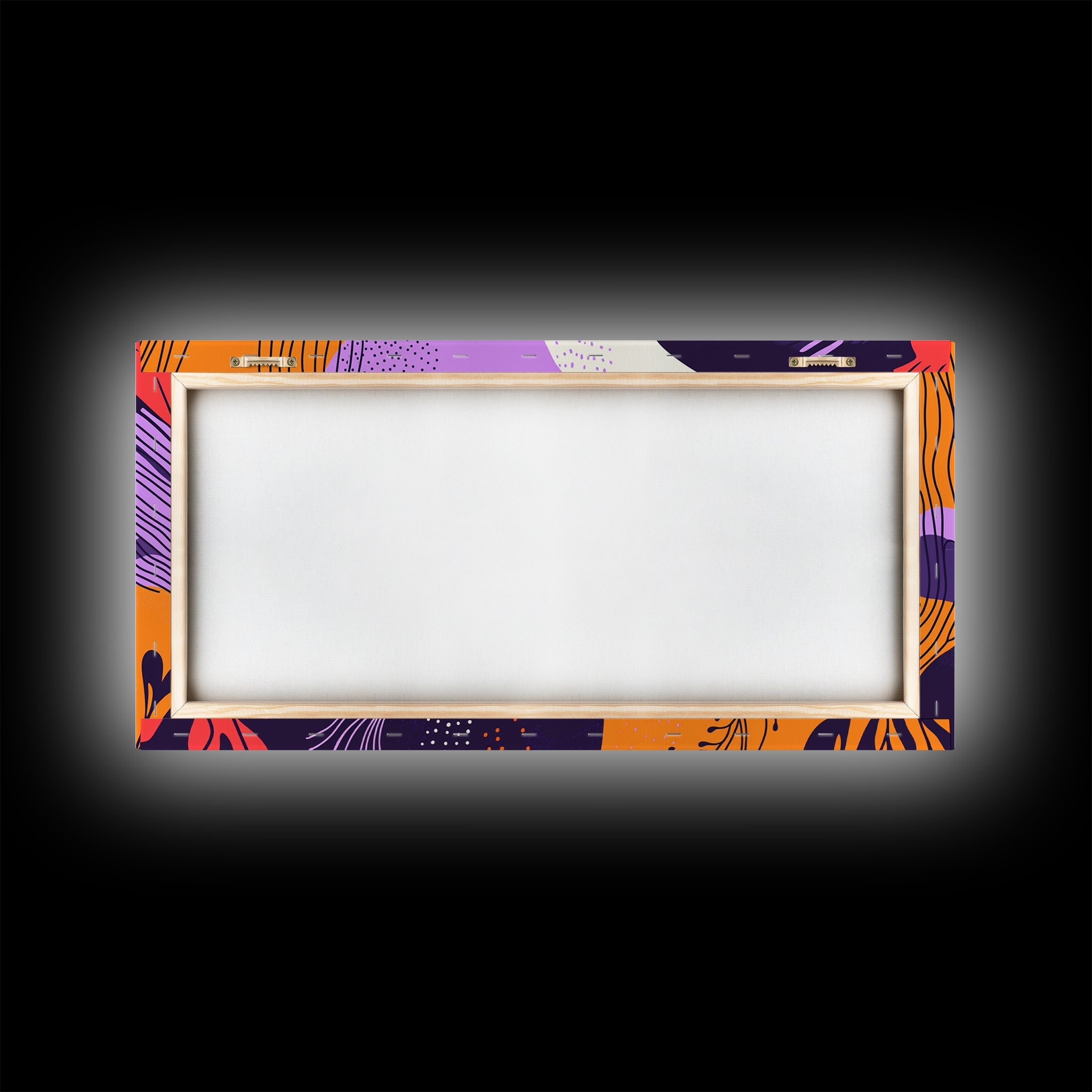 Purple And Orange Preppy Wall Art Framed Canvas Print, Retro 90s Style Wall Art