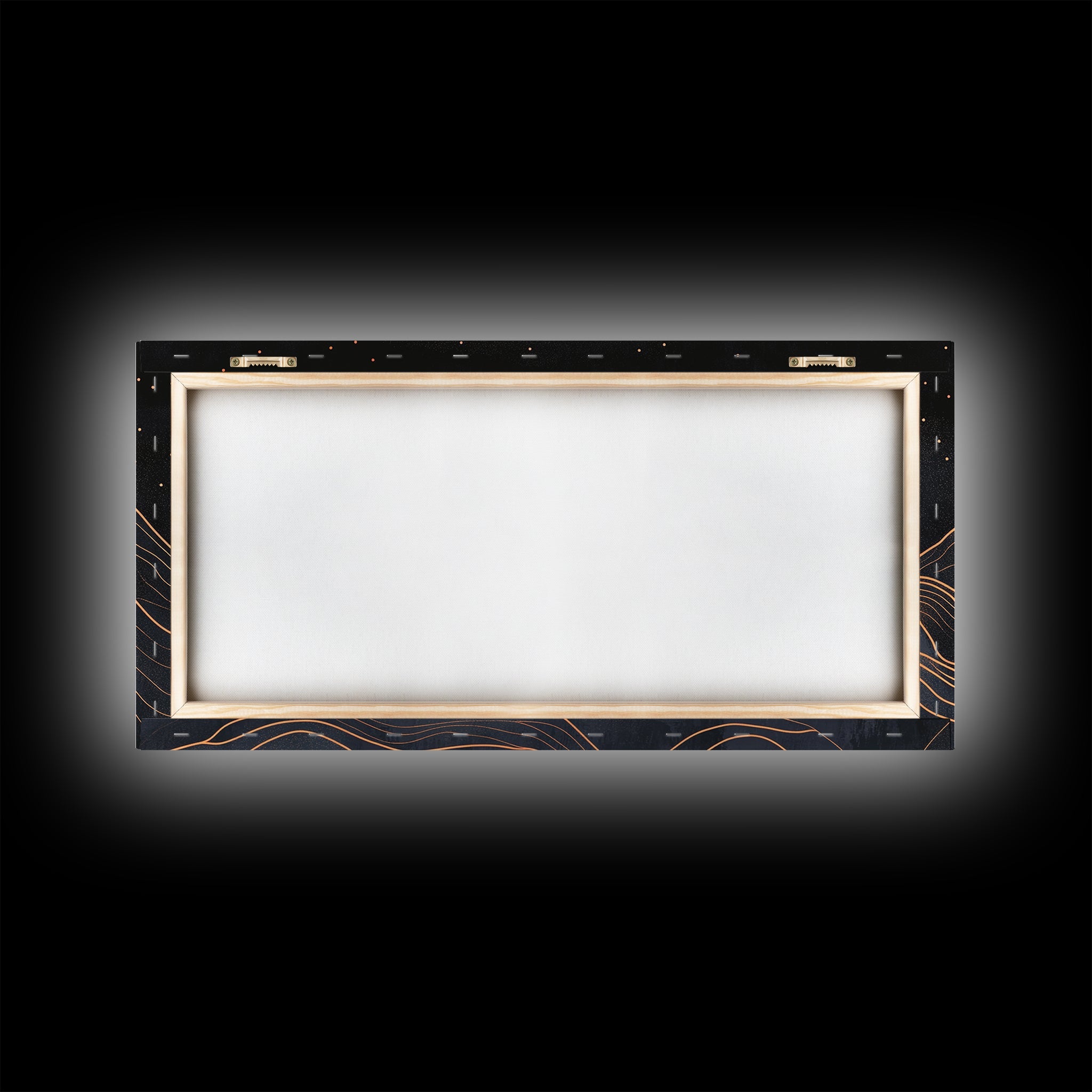 Art Deco Style Abstract Art, Orange Blood Moon Over Mountain Landscape, Retro Home Decor