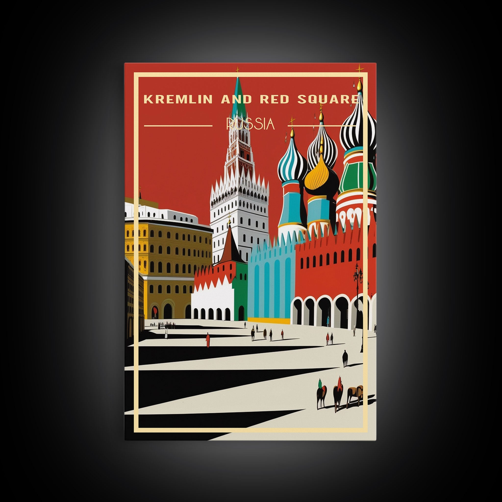 Travel Wall Art, Travel Poster, Russian Art, Retro Travel Art, Kremlin Wall Art, Red Square, Travel Artwork, Wall Poster, Canvas Wall Print