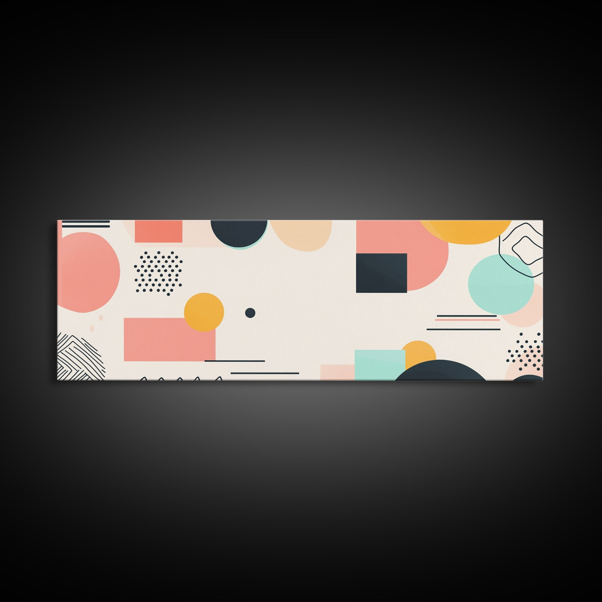 Geometric Abstract Art, Wood Framed Canvas, Canvas Art, Retro 90s Vibes Abstract Home Decor