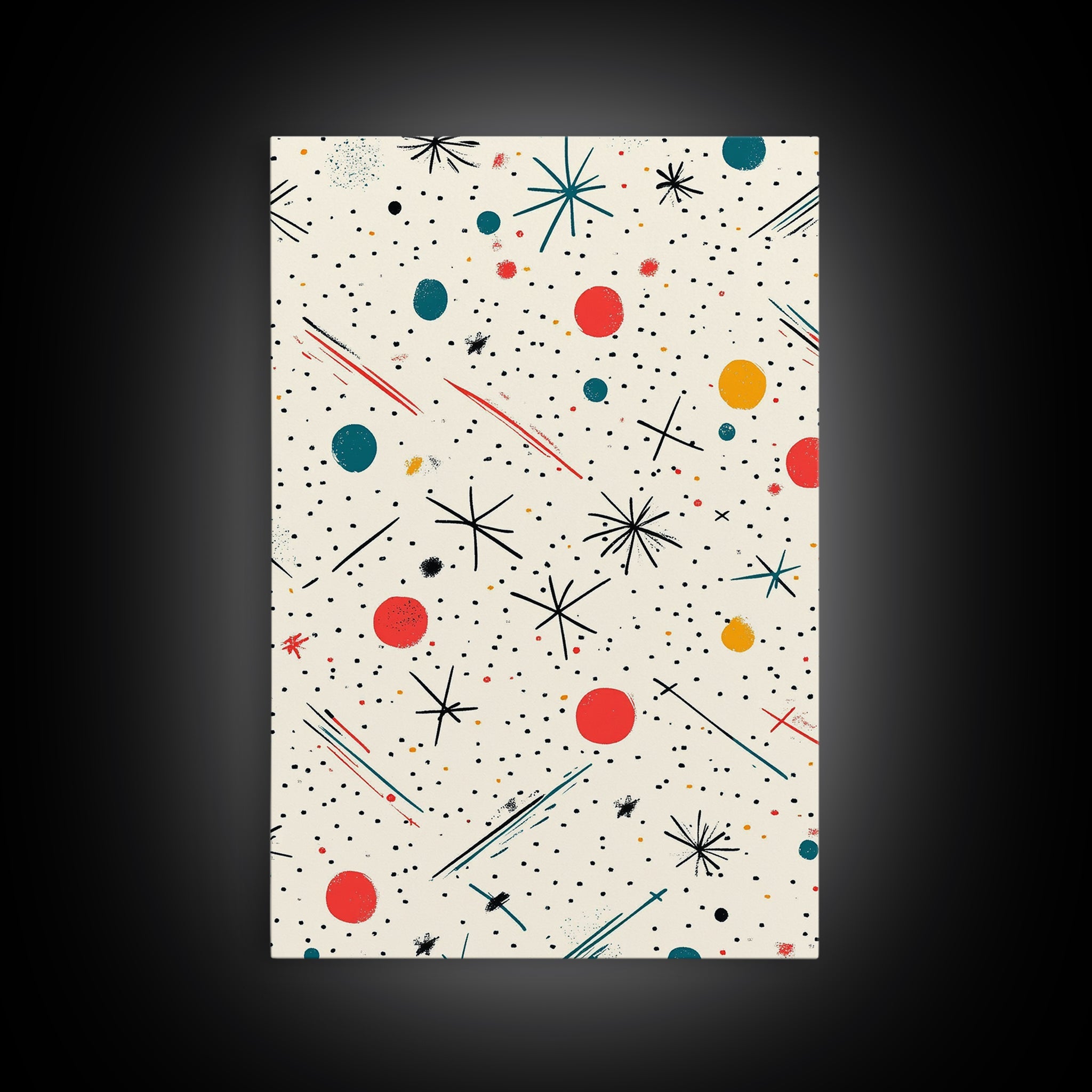 Retro MCM Style Pattern Wall Art, Wood Framed Canvas, Canvas Print, Home Decor, Office Or Bedroom Wall Art, Retro Vibes Decor