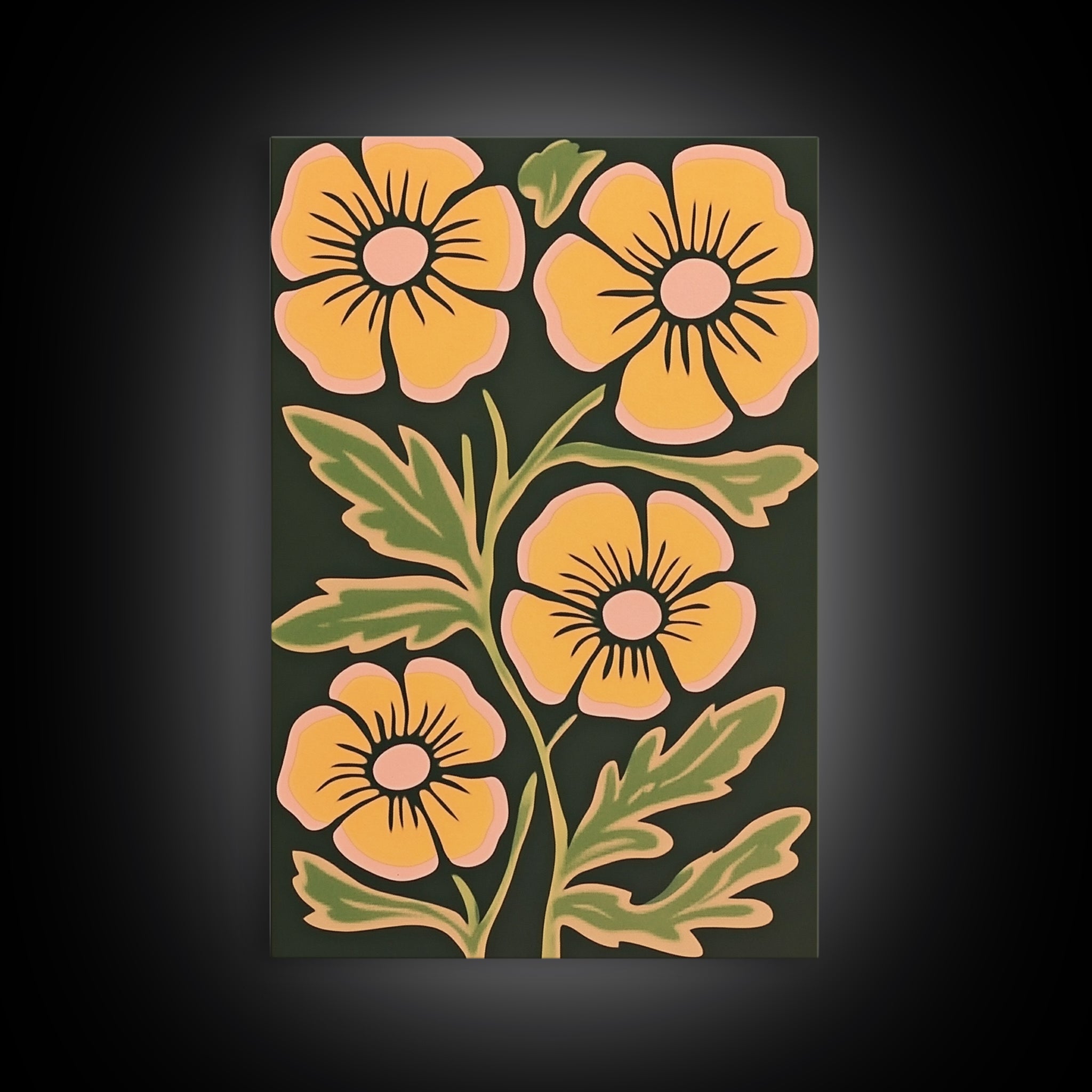 Midcentury Boho Modern Art, Abstract Floral Print, Botanical Decor, Florer Painting Wall Art, Canvas Print, Flower Art Prints, Mid Century Art