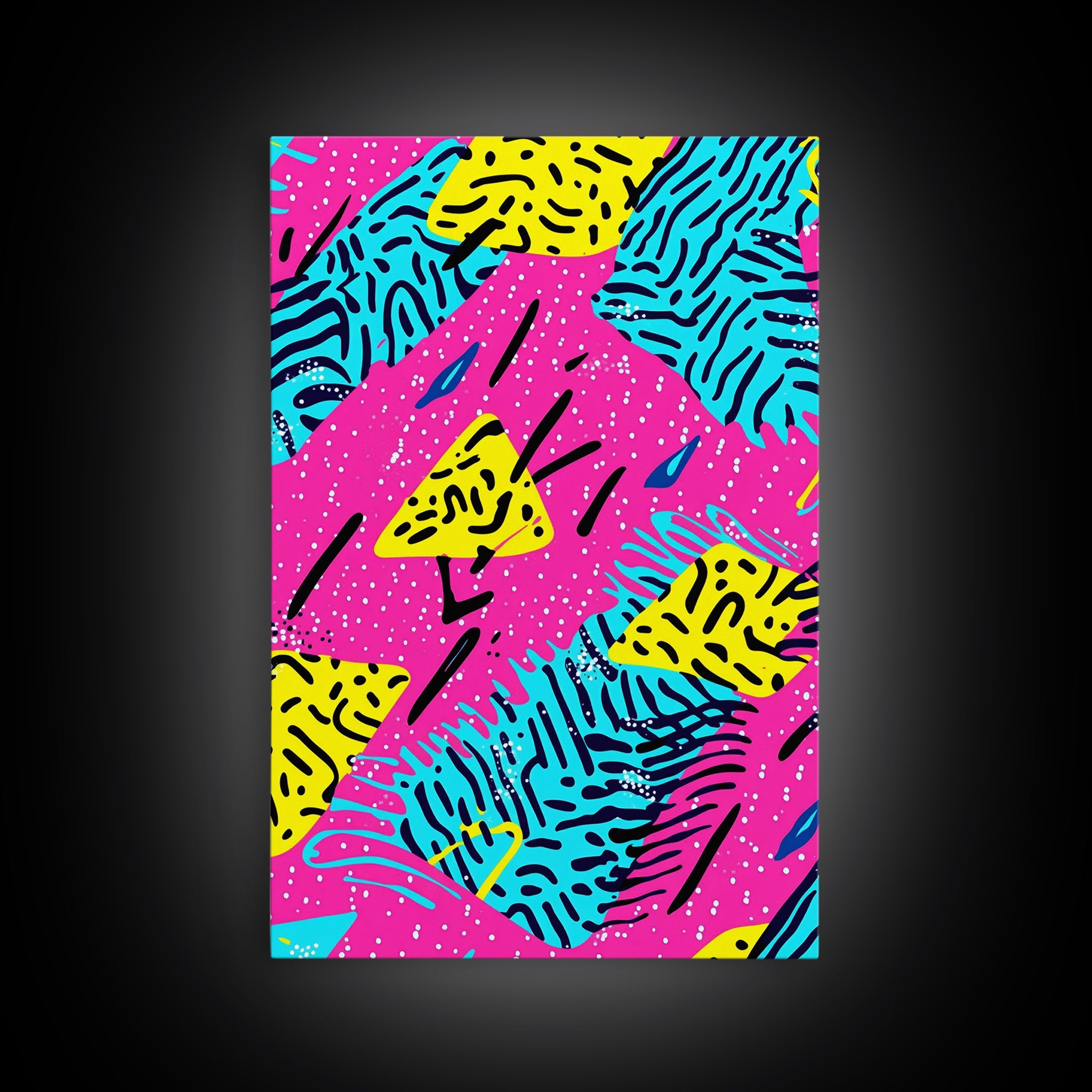 Retro 90s Style Abstract Art Canvas Print Preppy Decor Living Room Or Dorm Room Wall Art